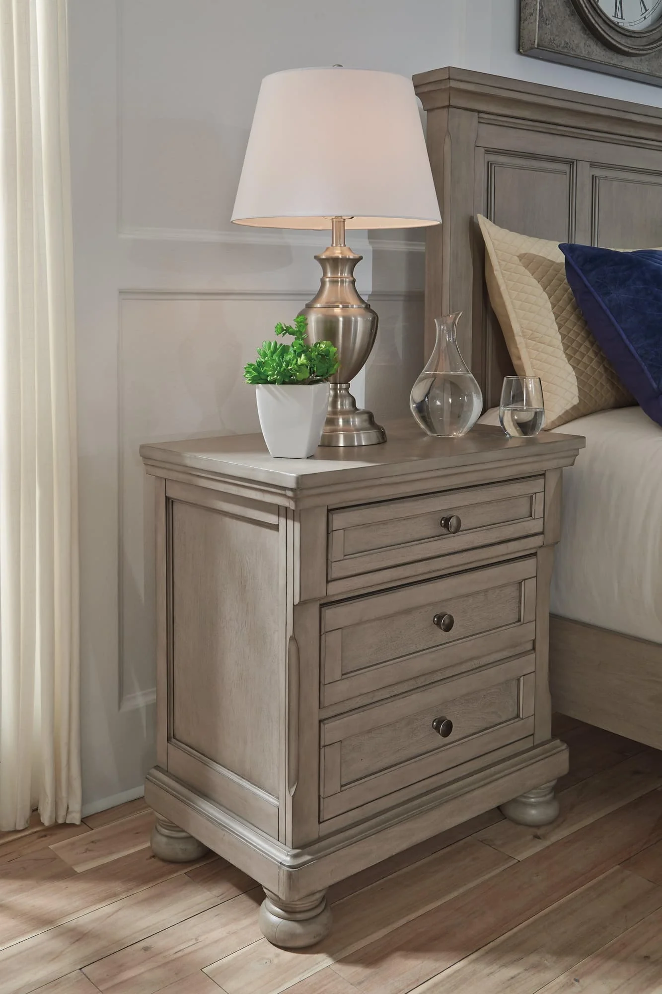 Lettner Light Gray Nightstand - Image 1