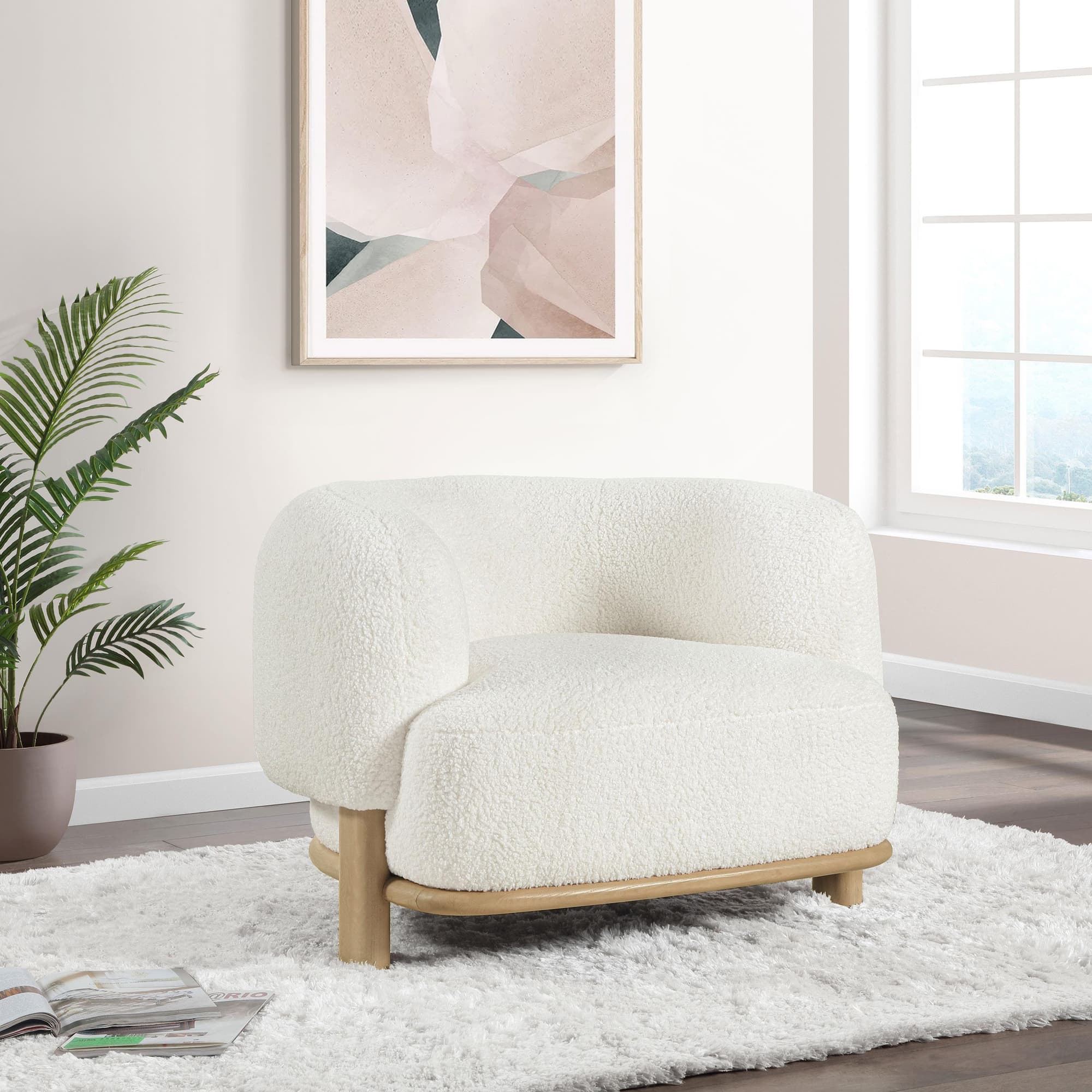 Lawler Upholstered Barrel Back Accent Chair Ivory - Image 1