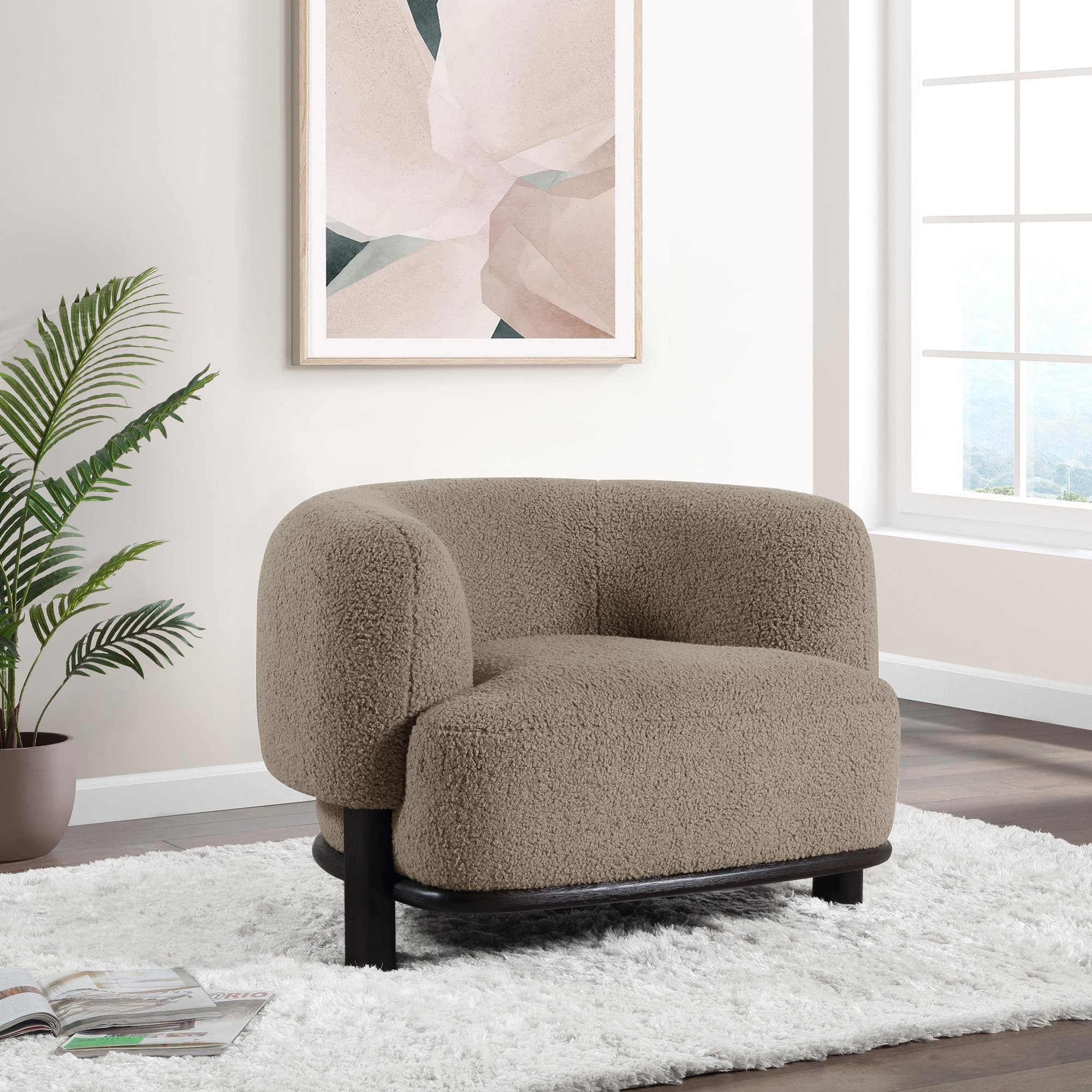 Lawler Upholstered Barrel Back Accent Chair Mushroom - Image 1
