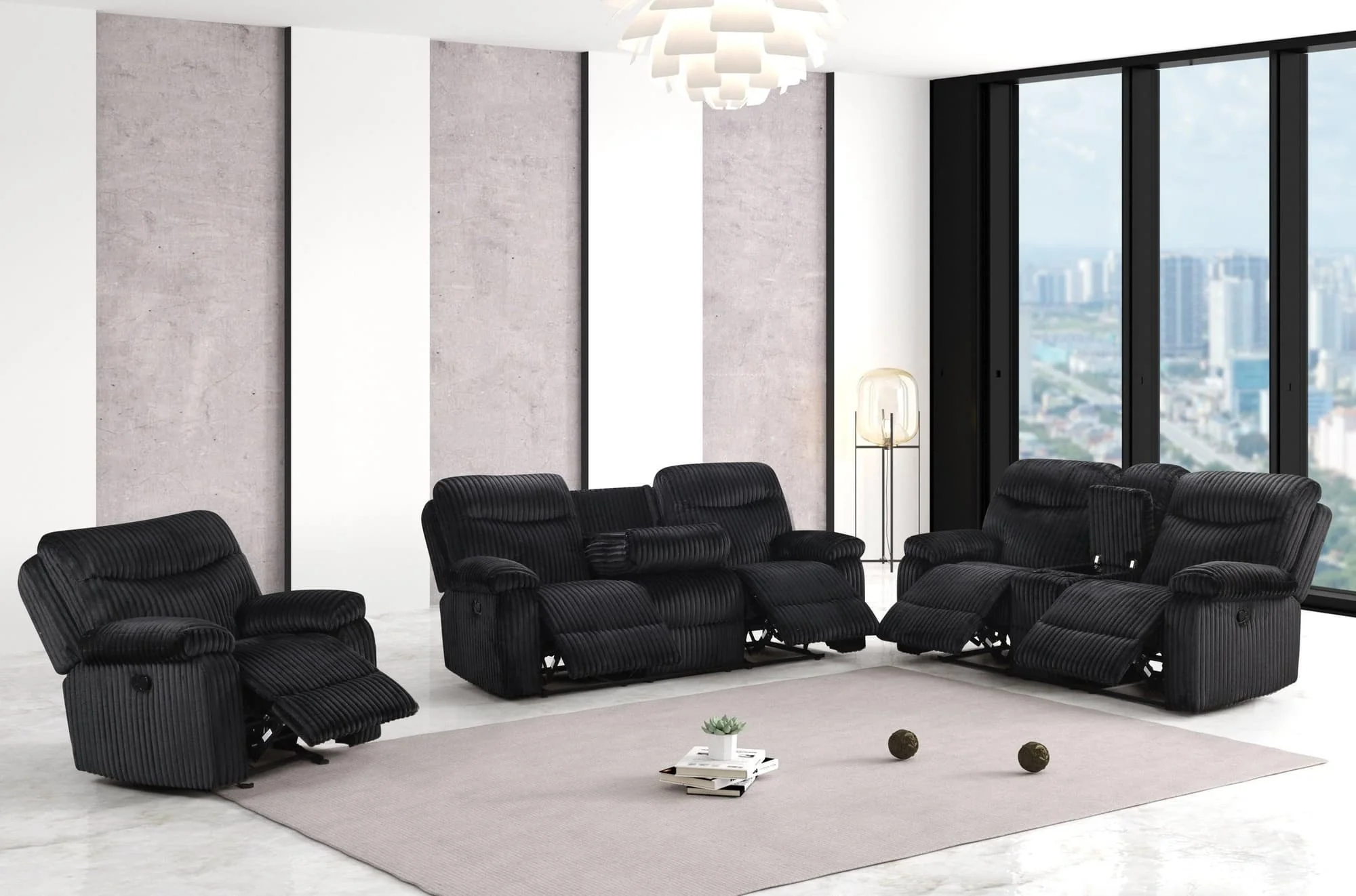 Bravo Black 3-Piece Reclining Set - Image 1