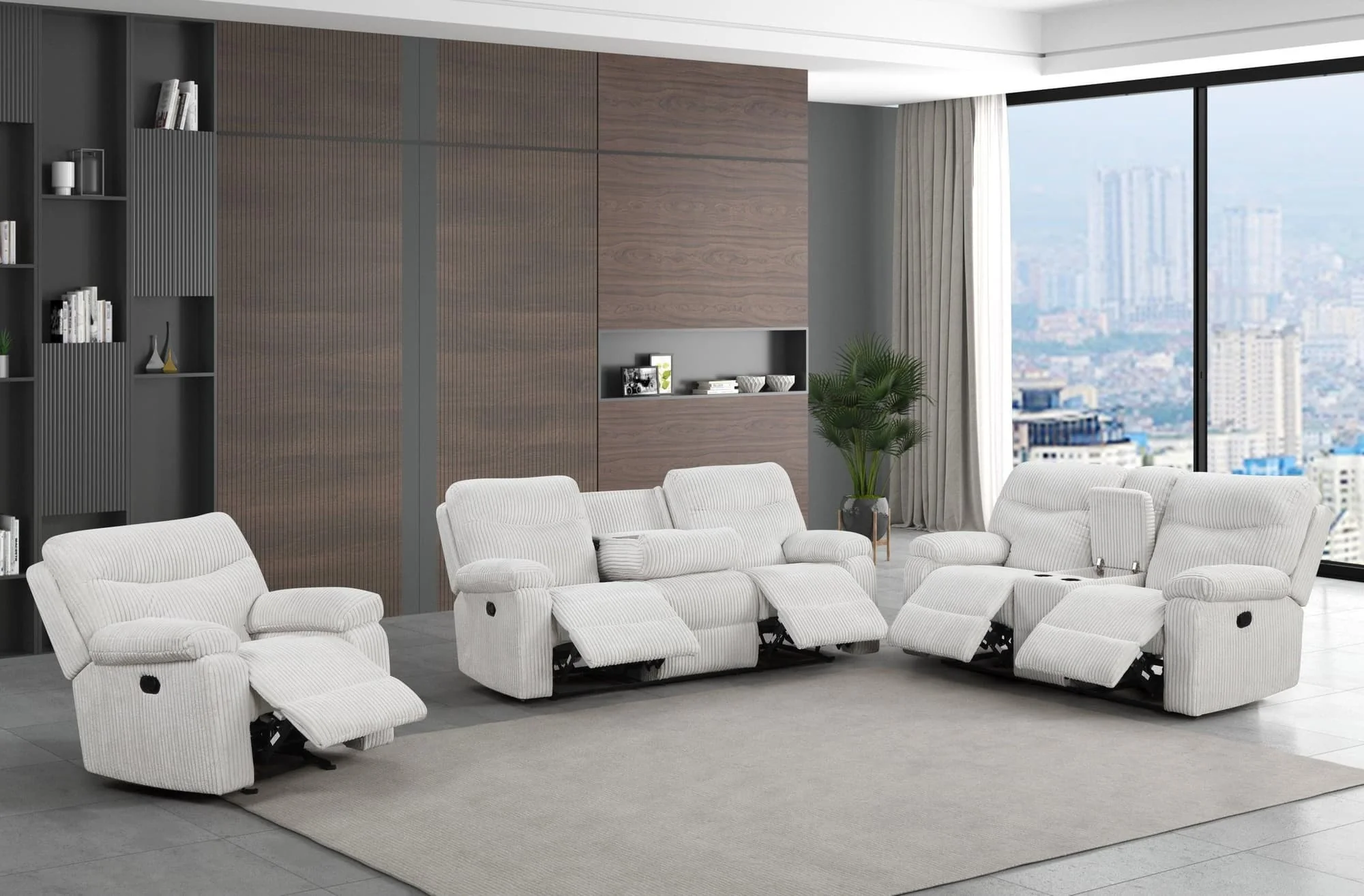 Bravo Beige 3-Piece Reclining Set - Image 1