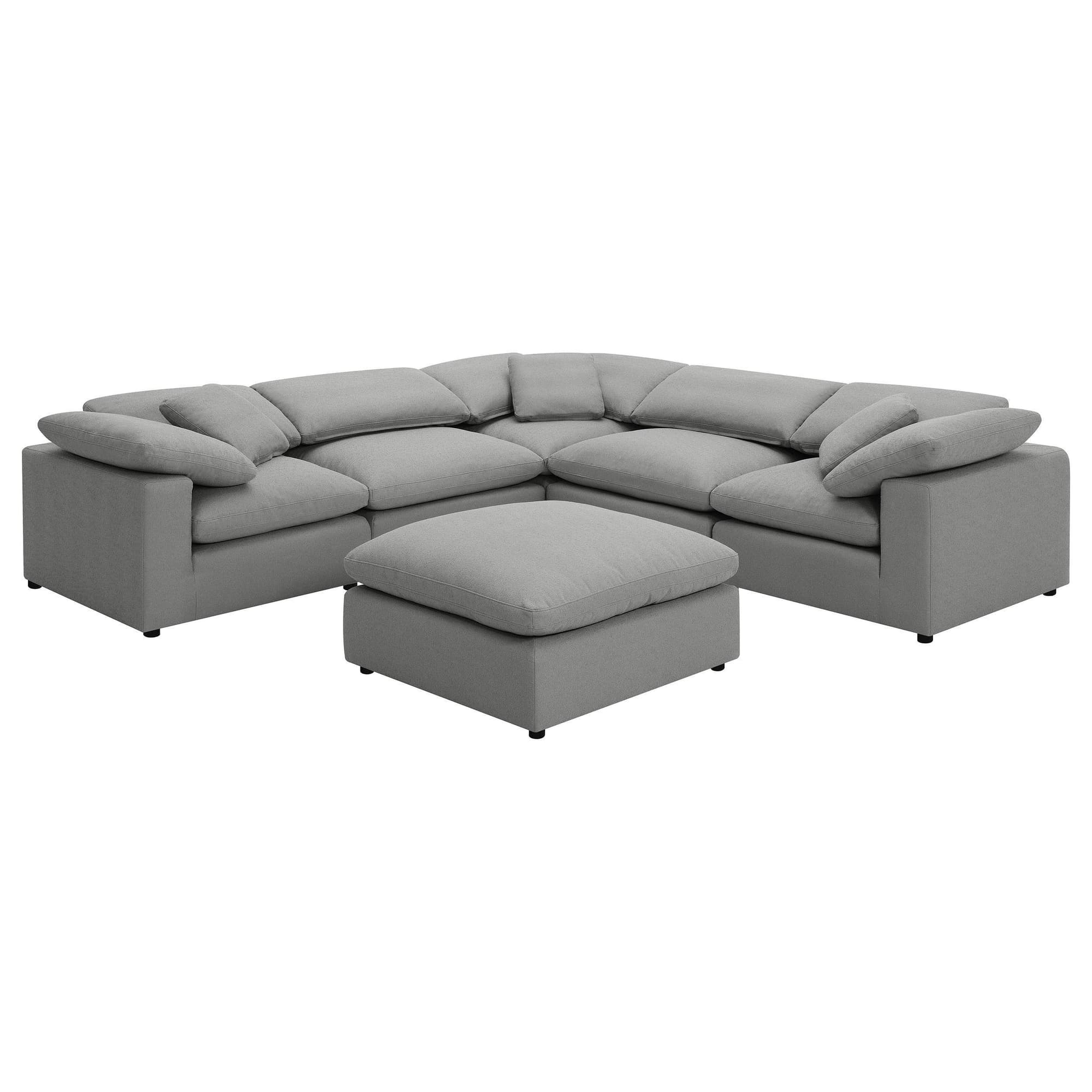 Raleigh 6-Piece Boucle Upholstered Modular Sectional Grey - Image 1