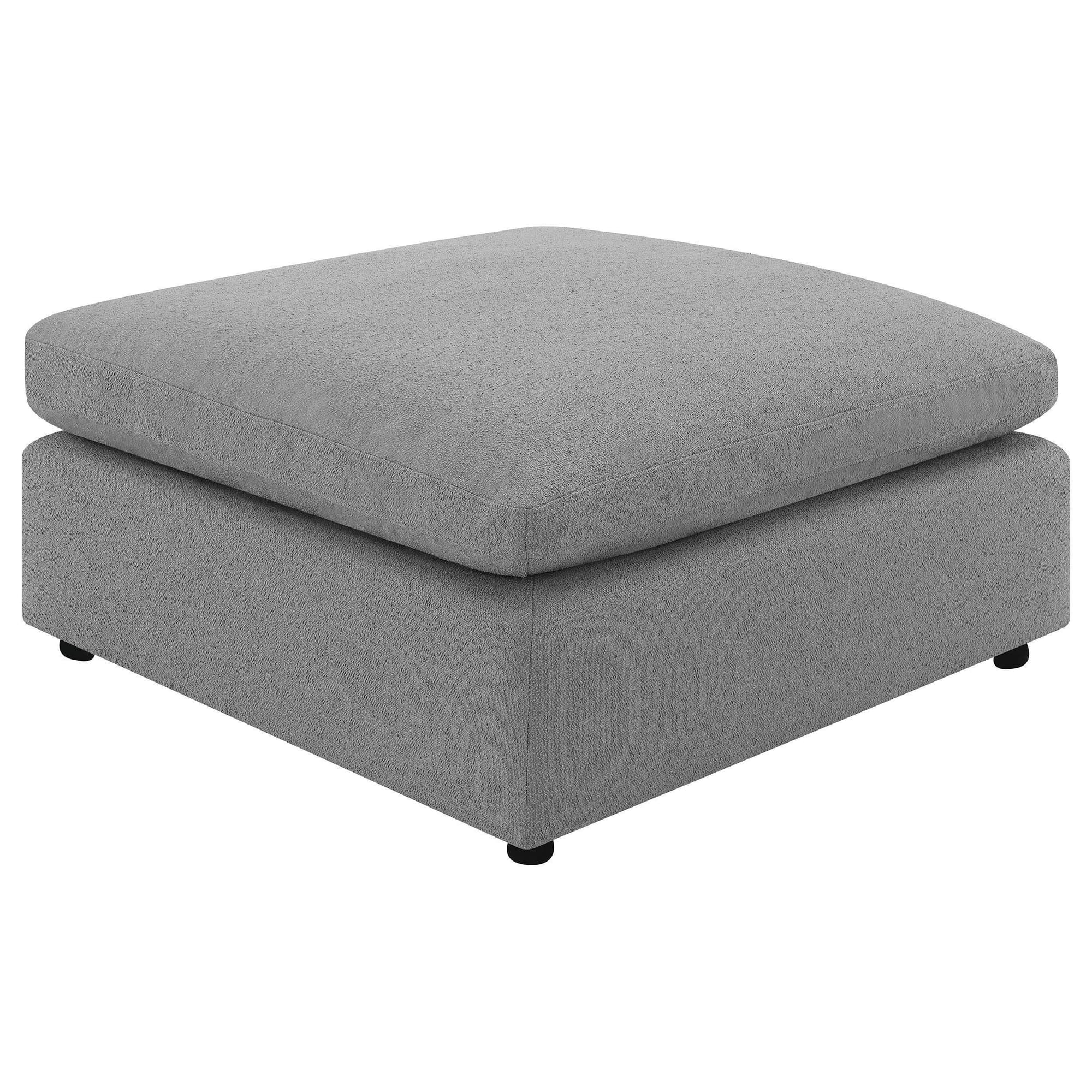 Raleigh Boucle Upholstered Ottoman Grey - Image 1