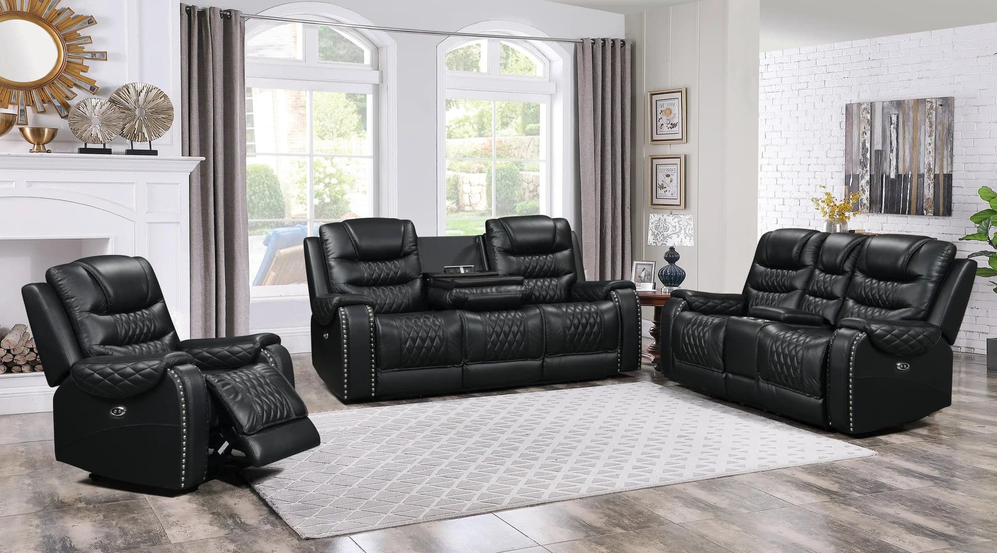 Harley Black Leather 3-Piece Power Reclining Set - Image 1