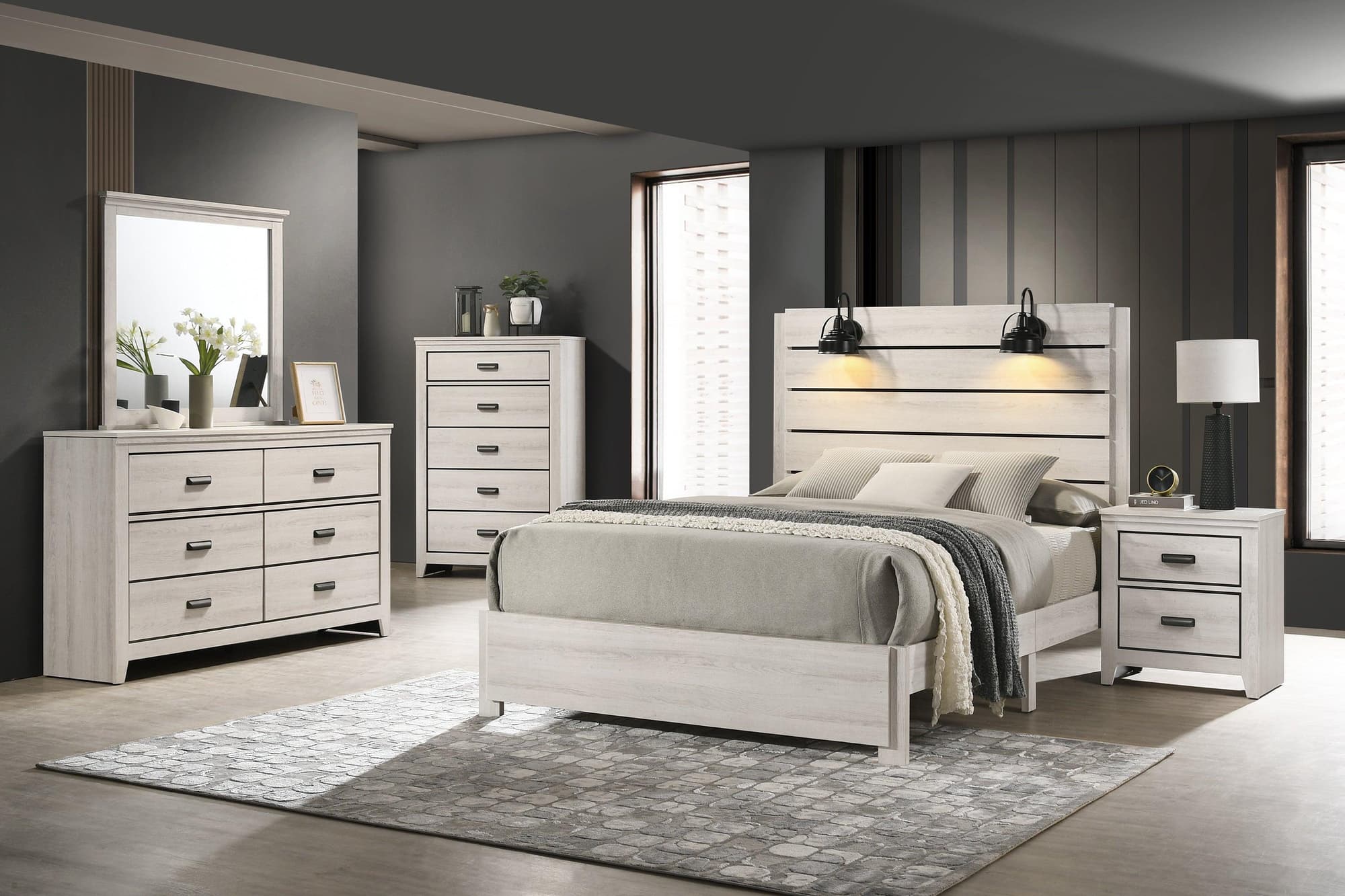 Carter White LED Platform Full Bed - Image 1