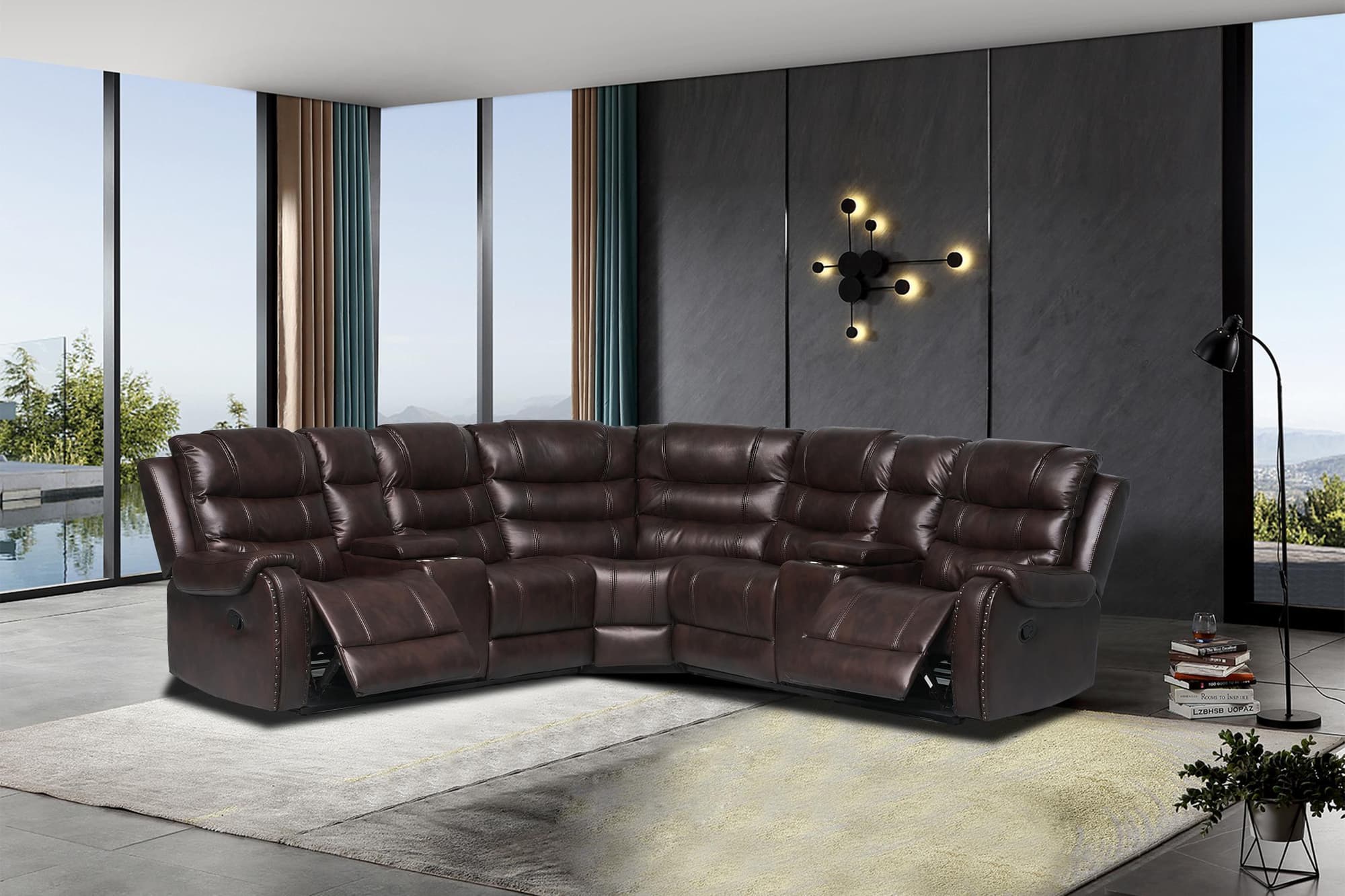 Rose Brown Reclining Sectional - Image 1
