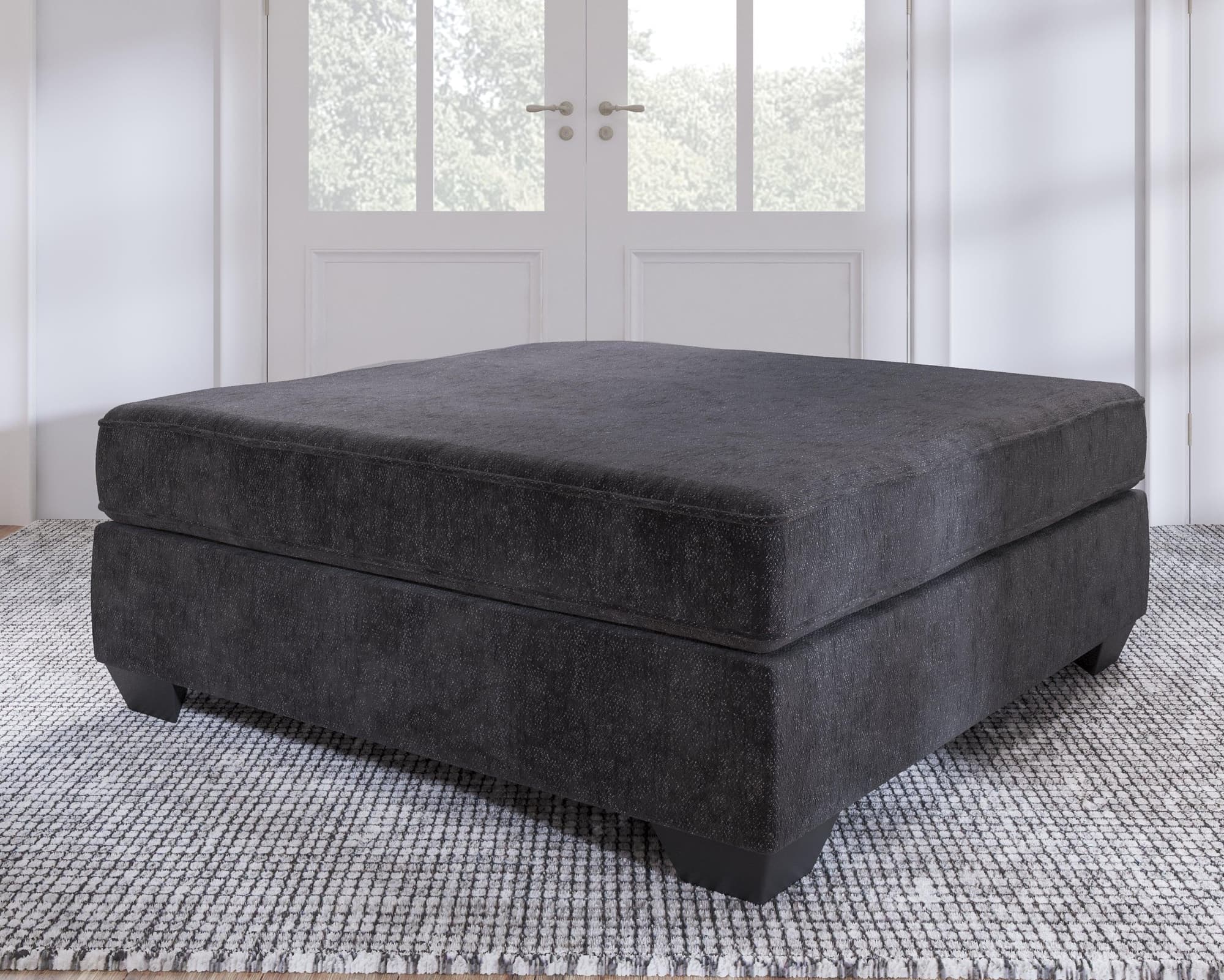 Lavernett Charcoal Chenille,microfiber Oversized Accent Ottoman - Image 1