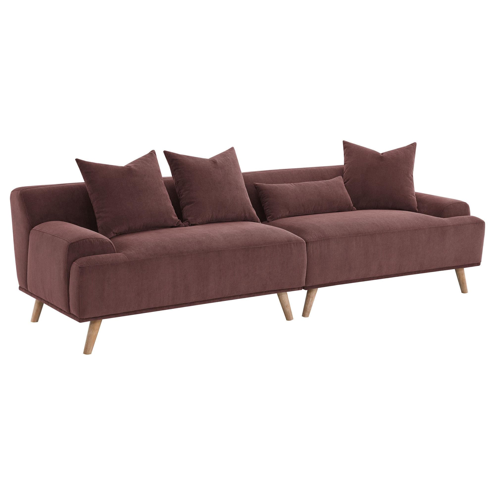 Elizabeth Corduroy Upholstered Extra Long Sofa Wine Red - Image 1