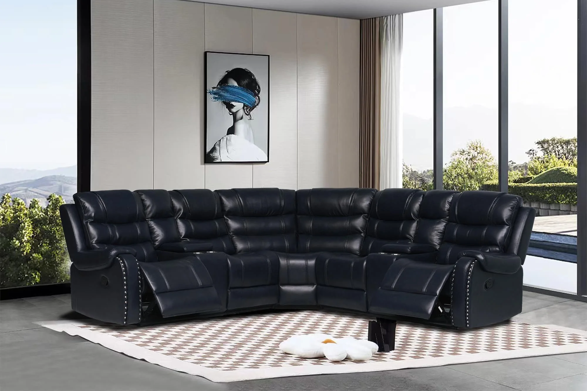 Rose Navy Reclining Sectional - Image 1