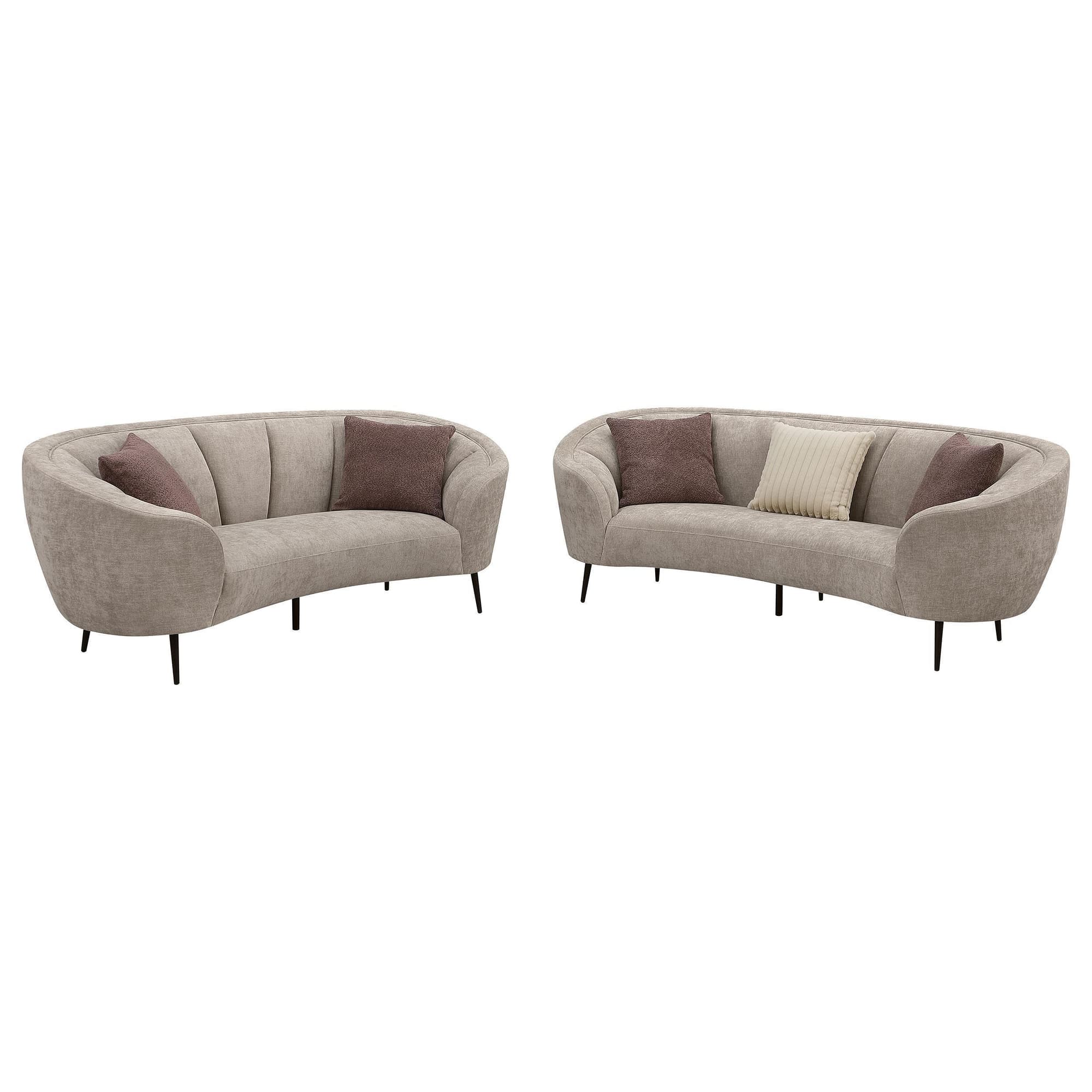 Ellorie 2-Piece Upholstered Curved Sofa Set Beige - Image 1