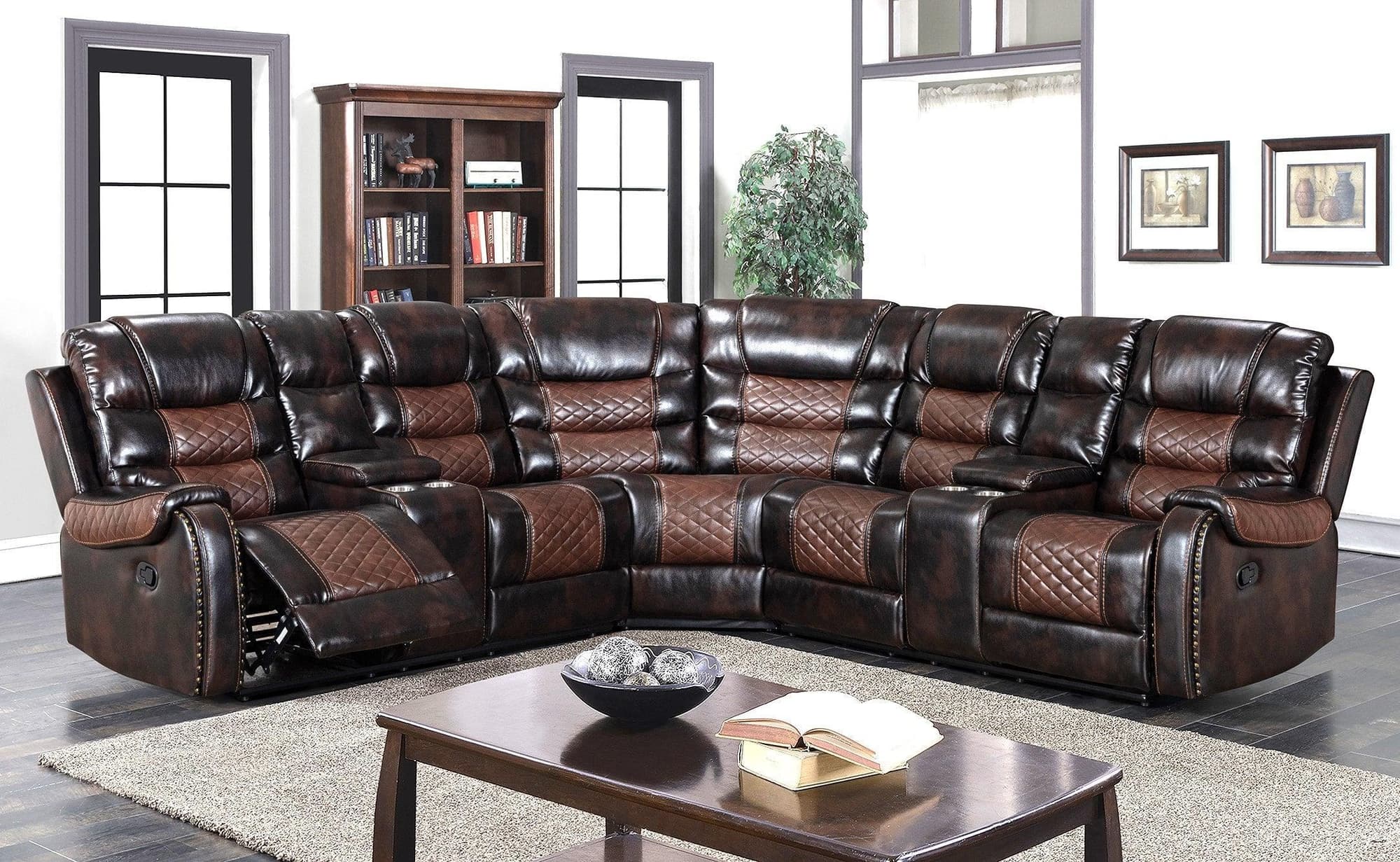 Martin Orange Brown Reclining Sectional - Image 1