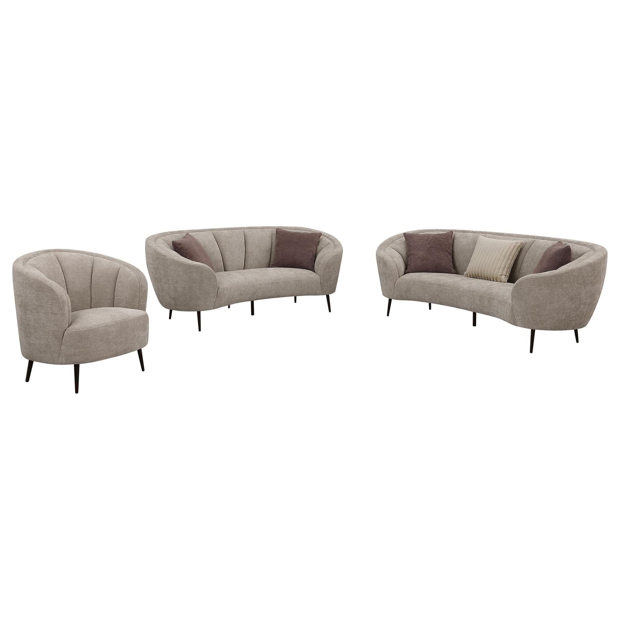 Ellorie 3-Piece Upholstered Curved Sofa Set Beige - Image 1