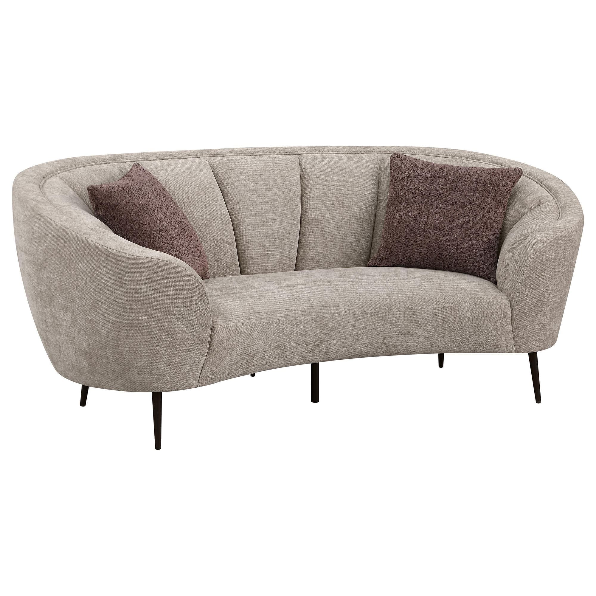Ellorie Upholstered Channel Back Curved Loveseat Beige - Image 1
