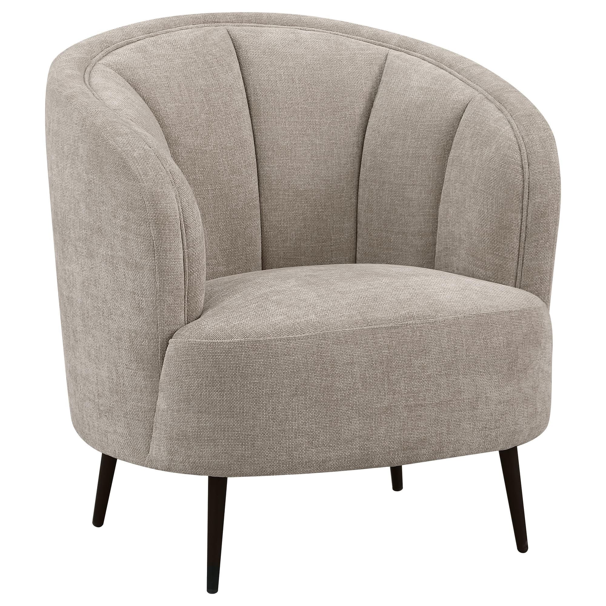 Ellorie Upholstered Channel Back Curved Chair Beige - Image 1