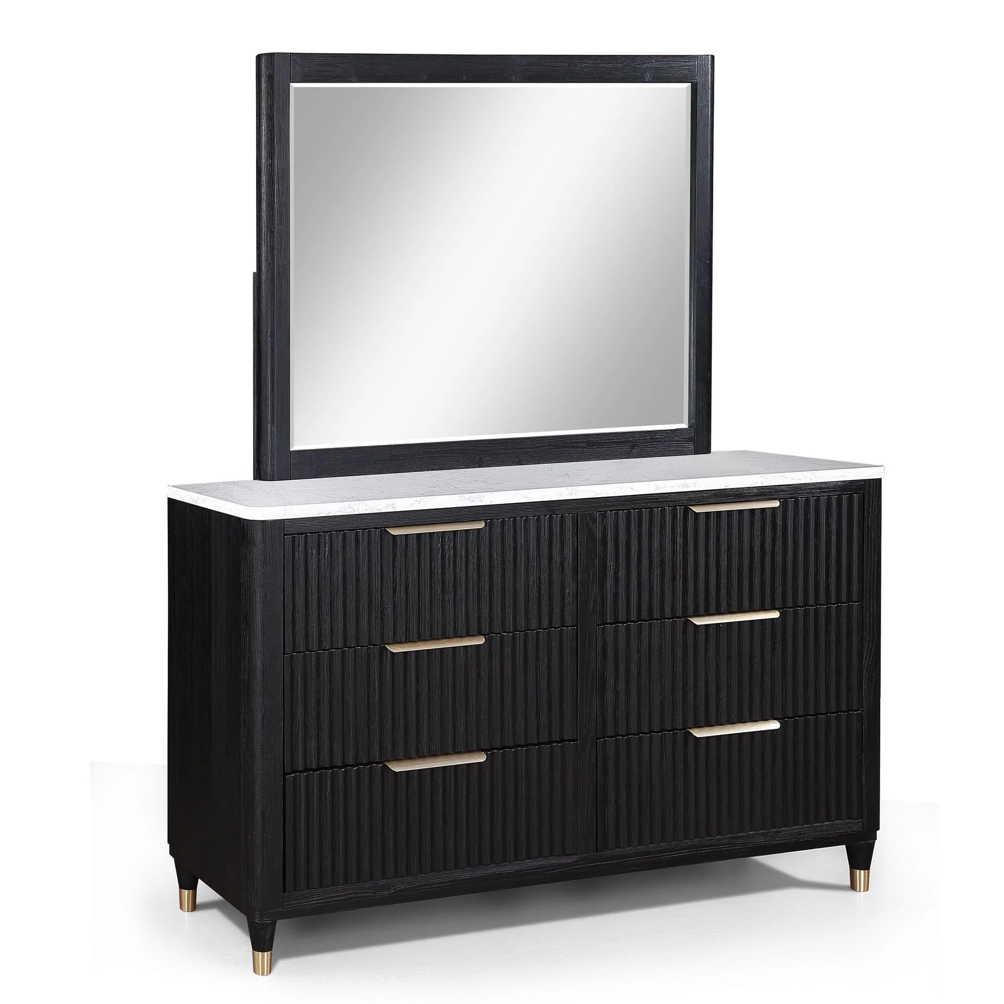 Kara Black White 6 Drawers Dresser - Image 1