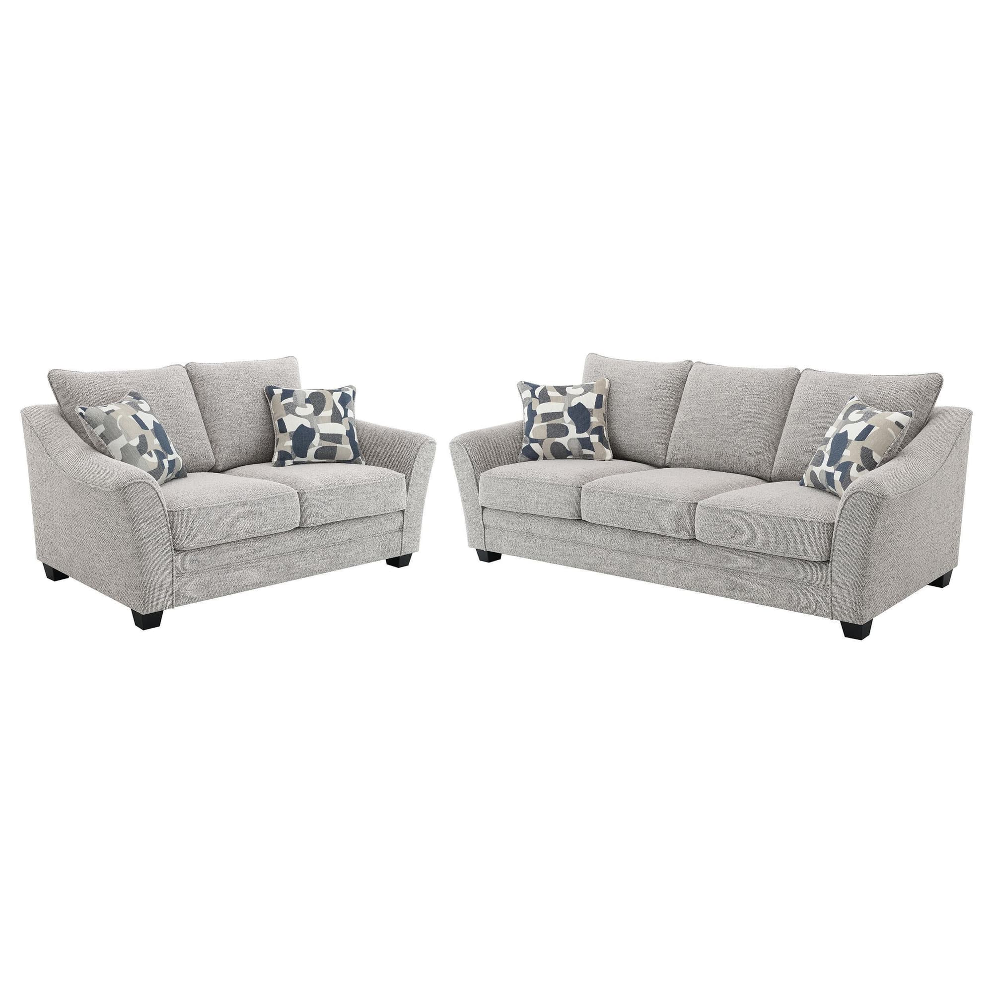 Tomkins 2-Piece Boucle Upholstered Sofa Set Light Grey - Image 1