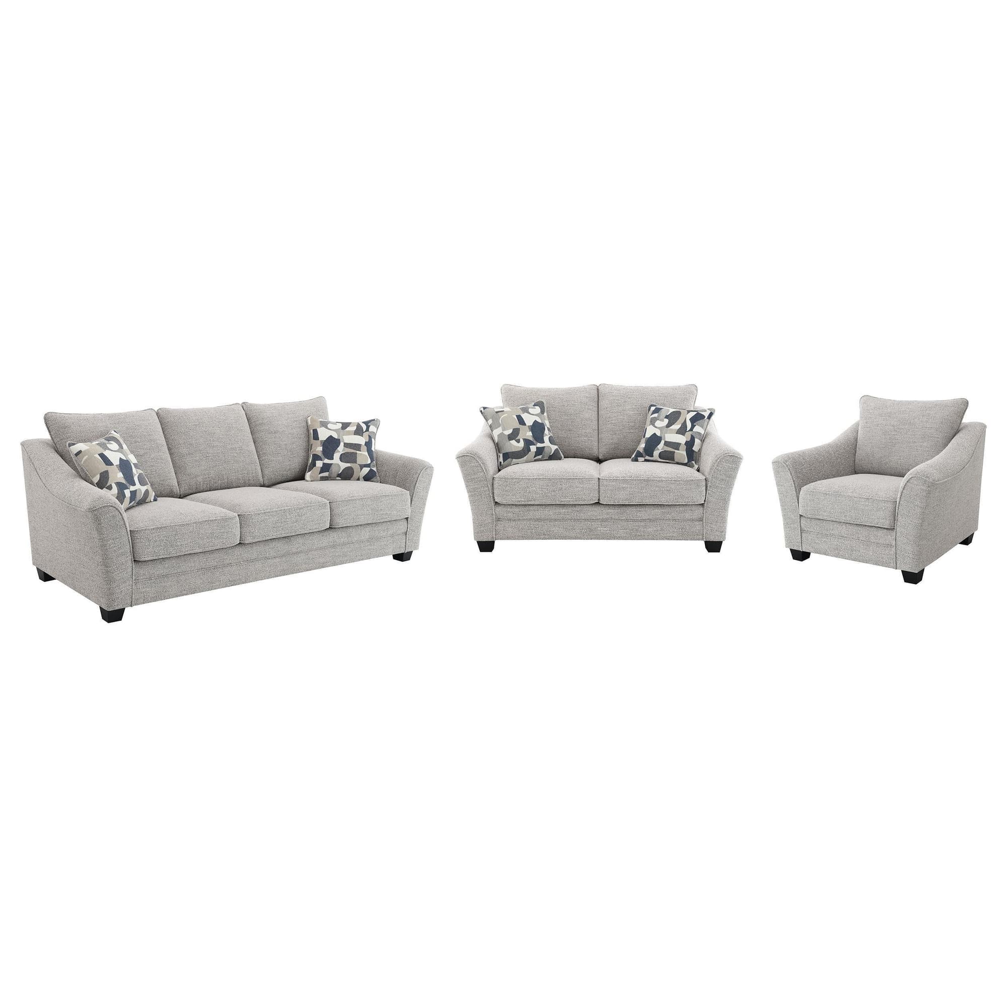 Tomkins 3-Piece Boucle Upholstered Sofa Set Light Grey - Image 1