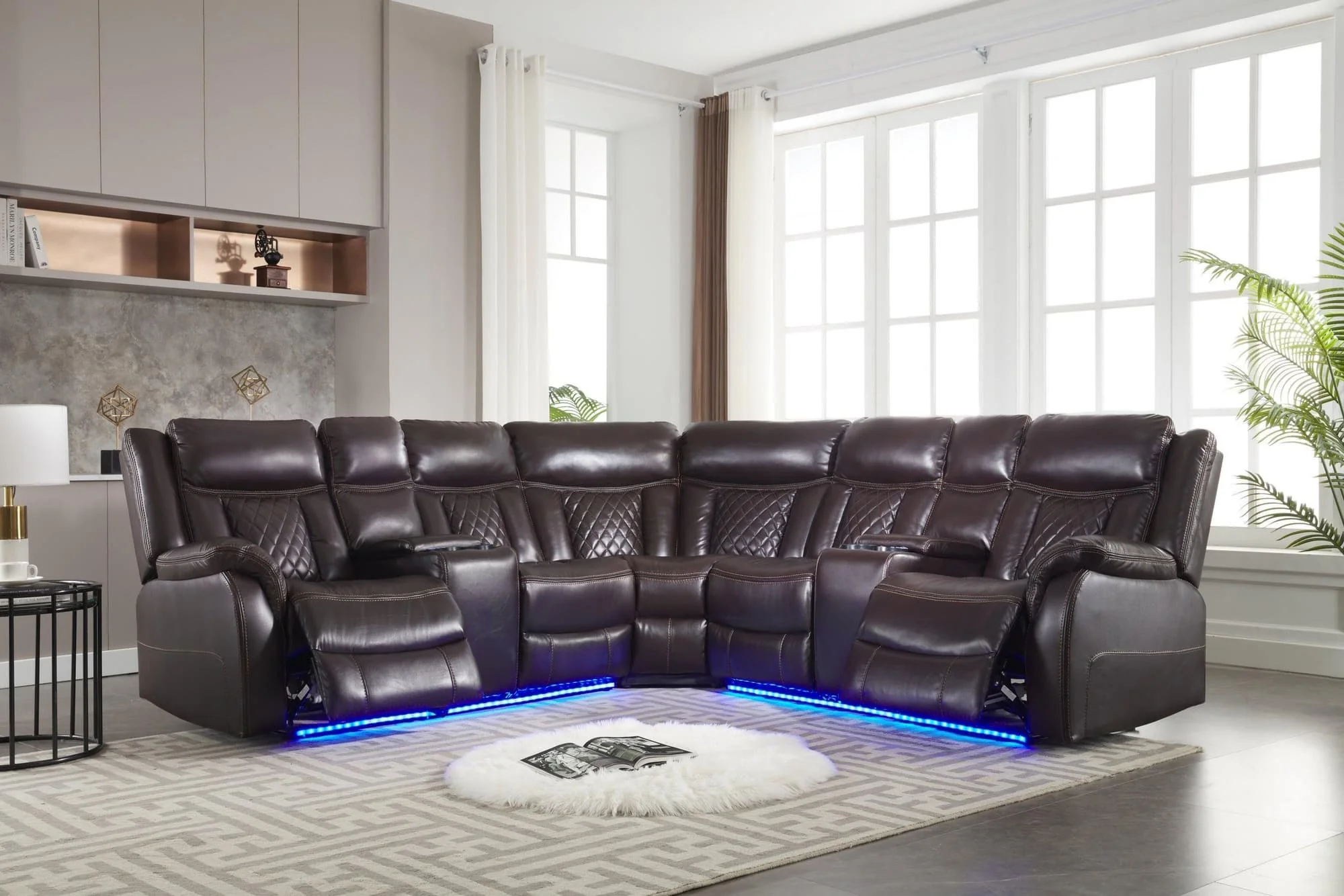 Batman Espresso Power Reclining Sectional - Image 1