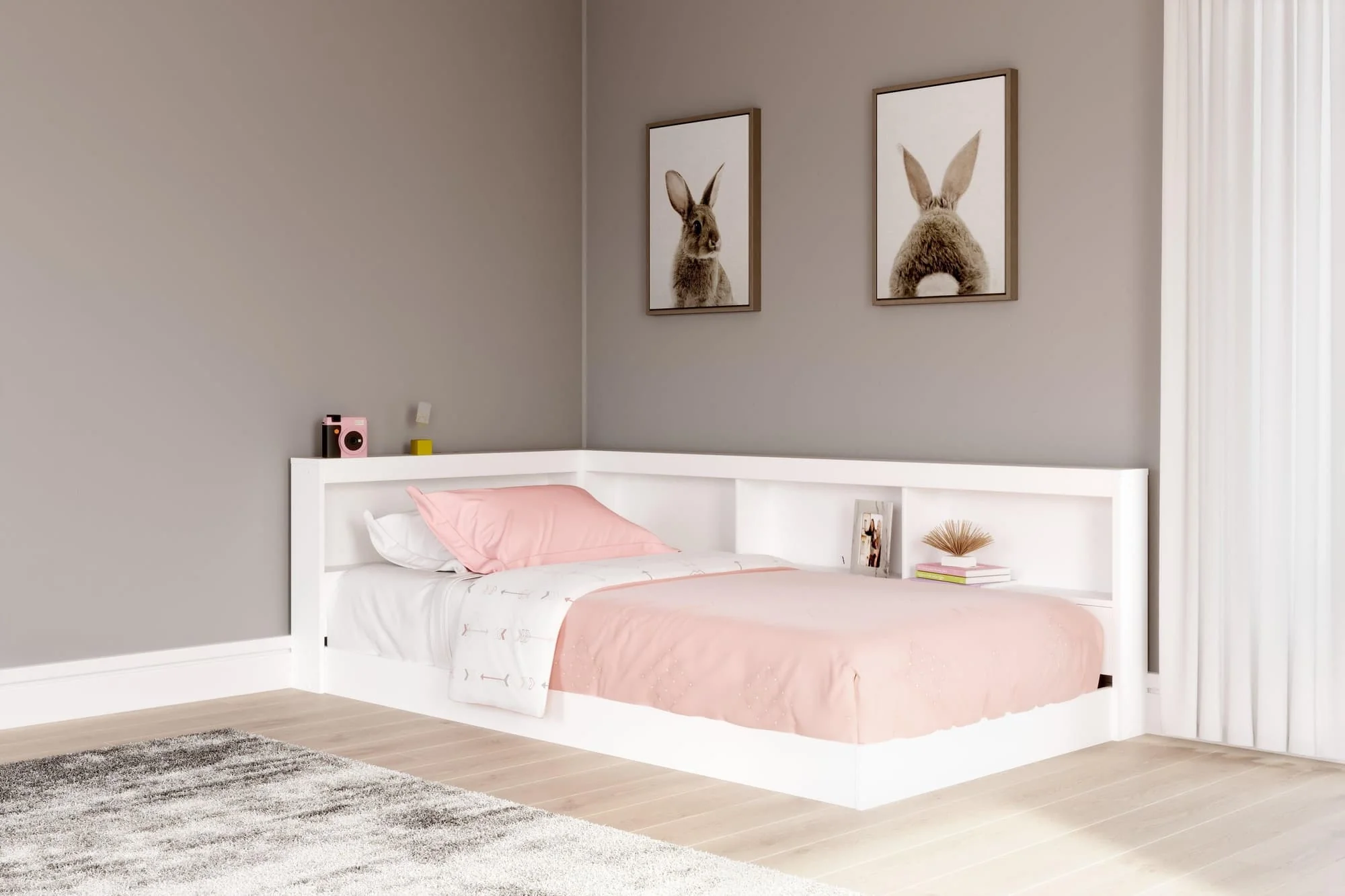 Piperton White Twin Bookcase Storage Bed - Image 1
