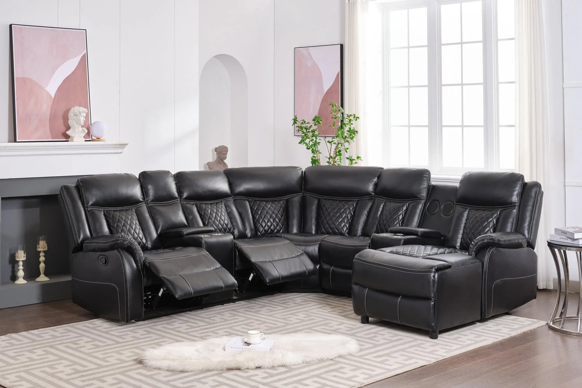 Champion Black Reclining Sectional - Image 1