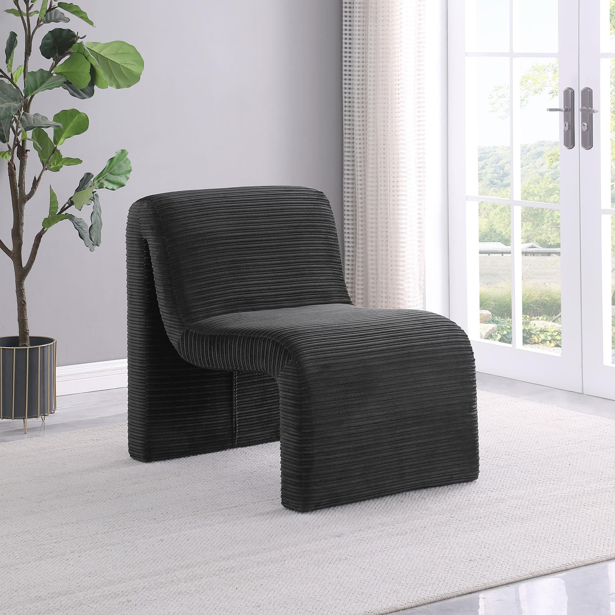 Drayton Upholstered Curved Armless Accent Chair Black - Image 1