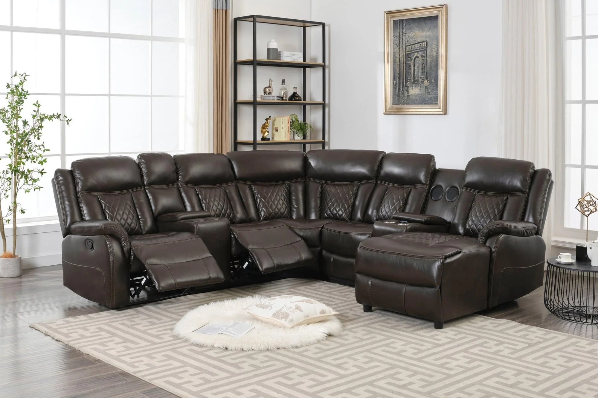 Champion Brown Reclining Sectional - Image 1