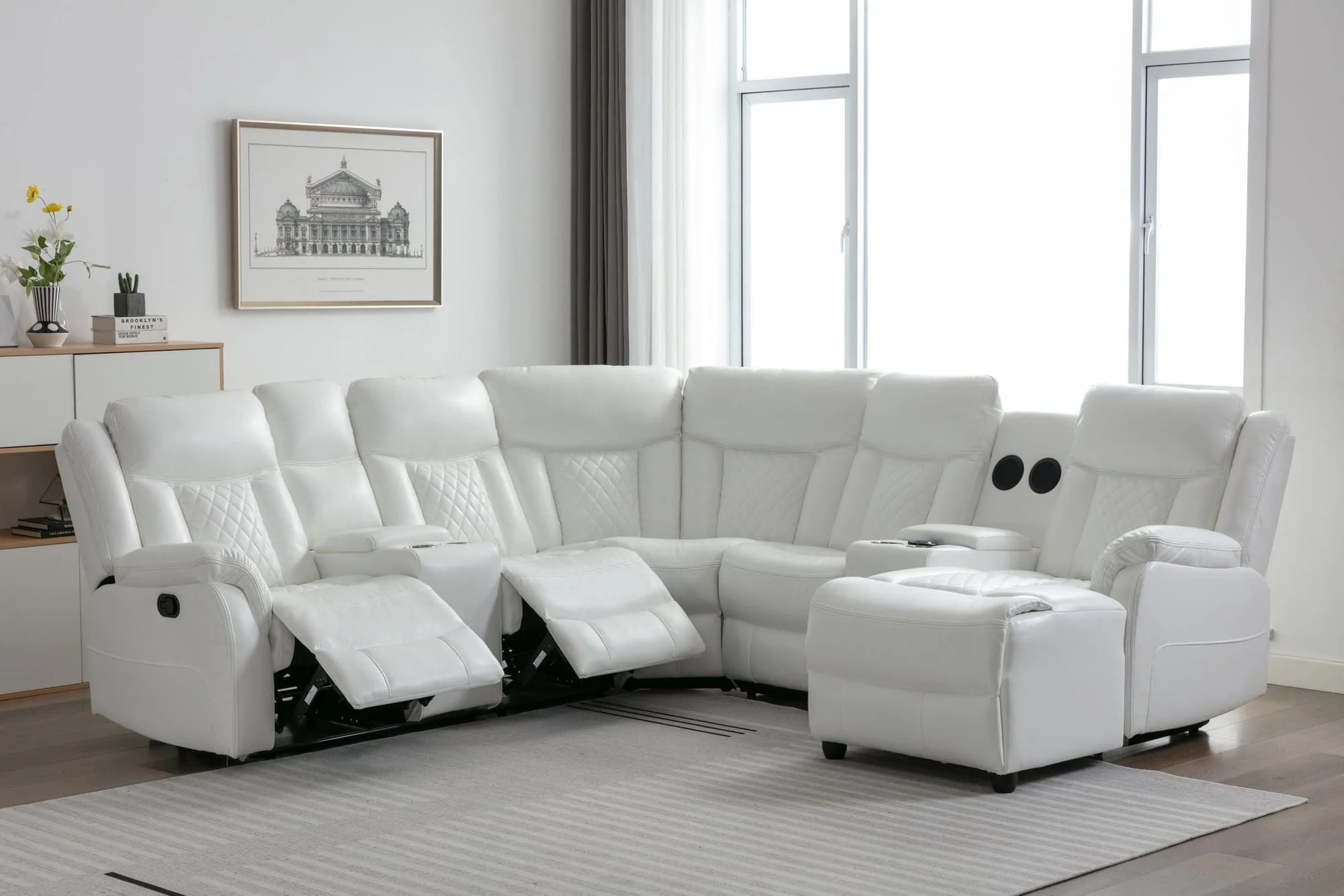 Champion White Reclining Sectional - Image 1