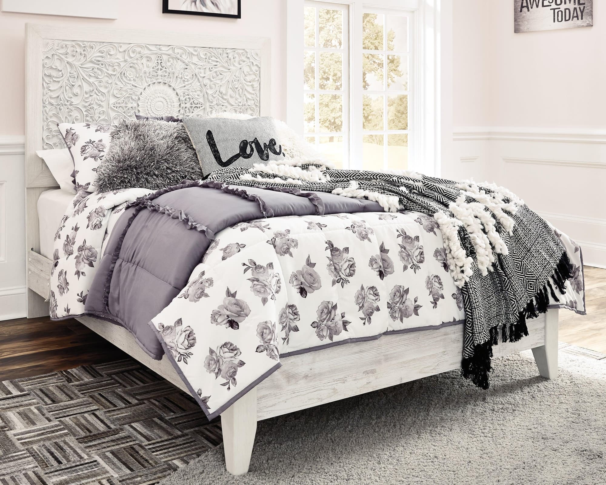 Paxberry Whitewash Full Panel Bed - Image 1
