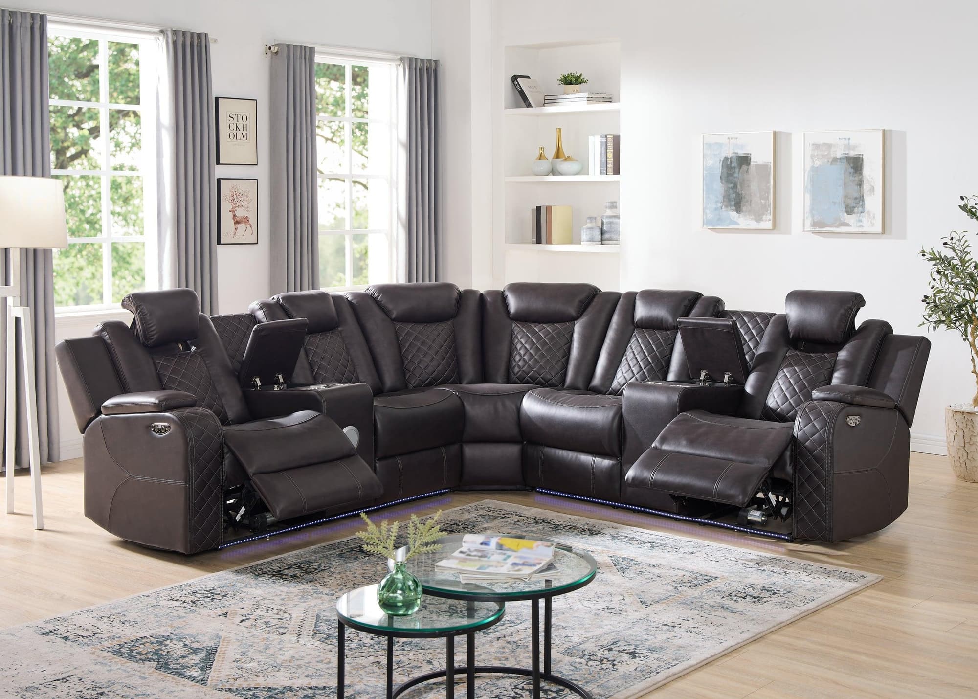 Spaceship Espresso Power Reclining Sectional - Image 1