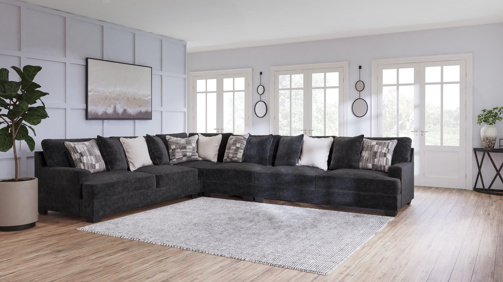 Lavernett Charcoal Chenille 4-Piece Sectional - Image 1
