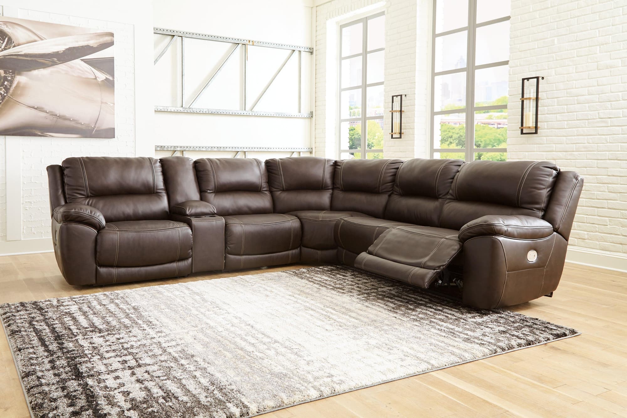 Dunleith Chocolate 6-Piece Power Reclining Sectional - Image 1
