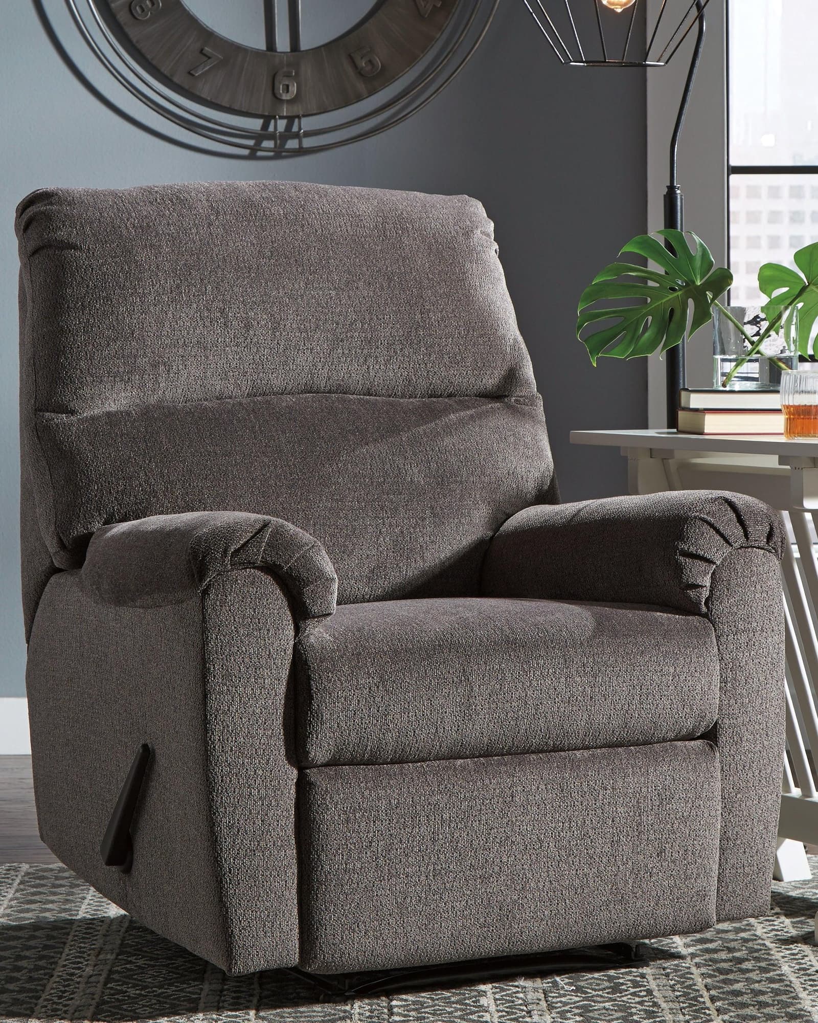 Nerviano Gray Chenille Recliner - Image 1