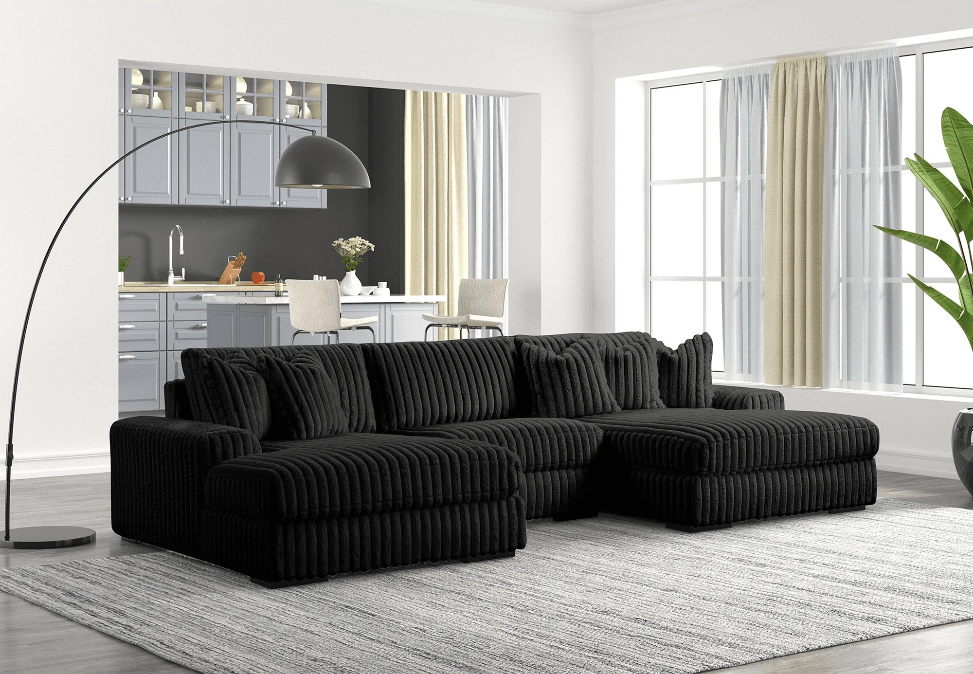 Xl Sunday Black 3-Piece Sectional - Image 1