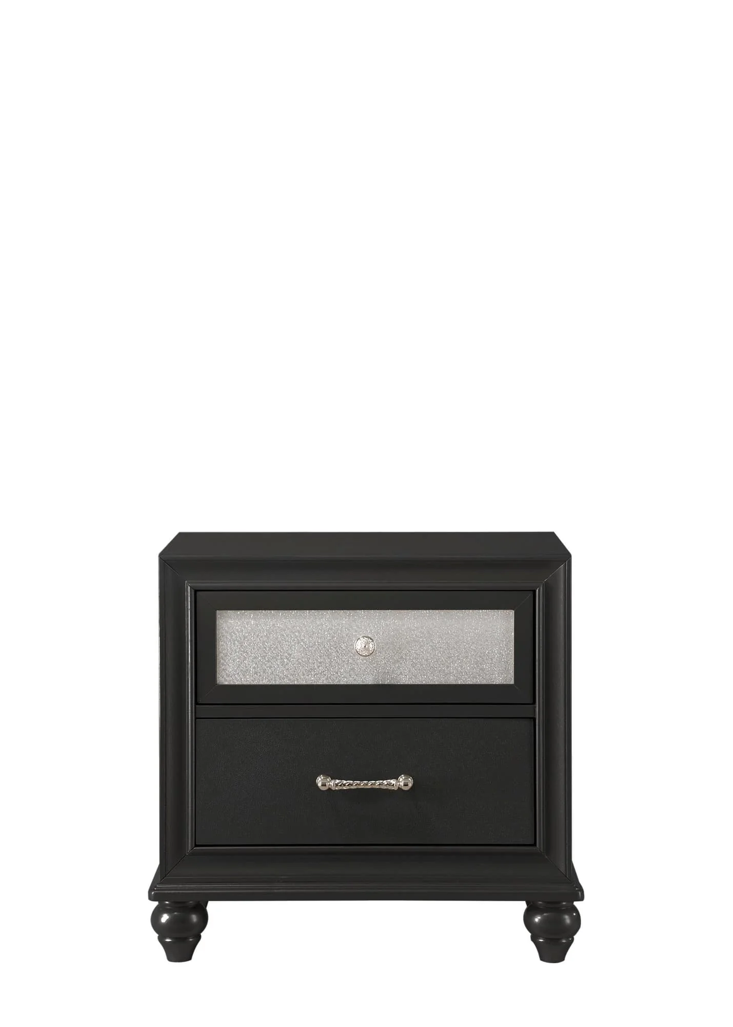 Lila Black 2 Drawers Nightstand - Image 1