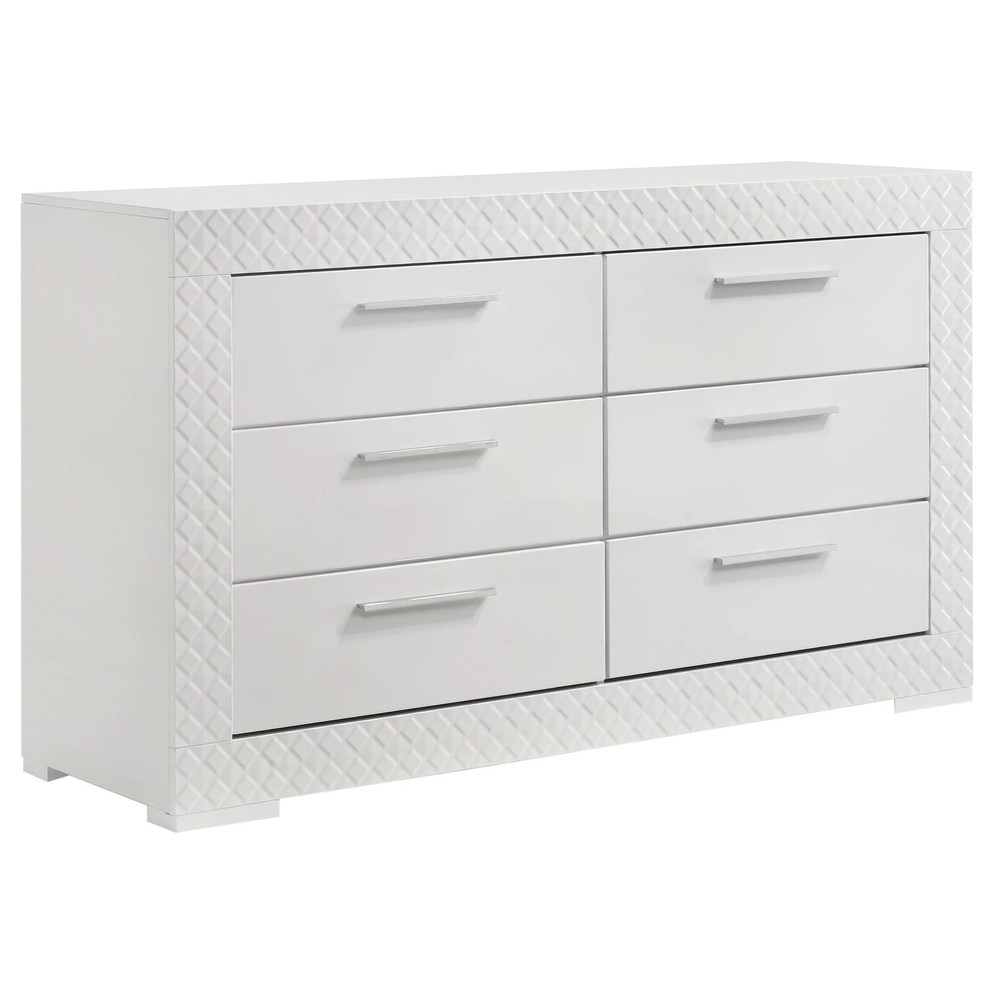 Ives 6 Drawer Dresser Cabinet White High Gloss - Image 1