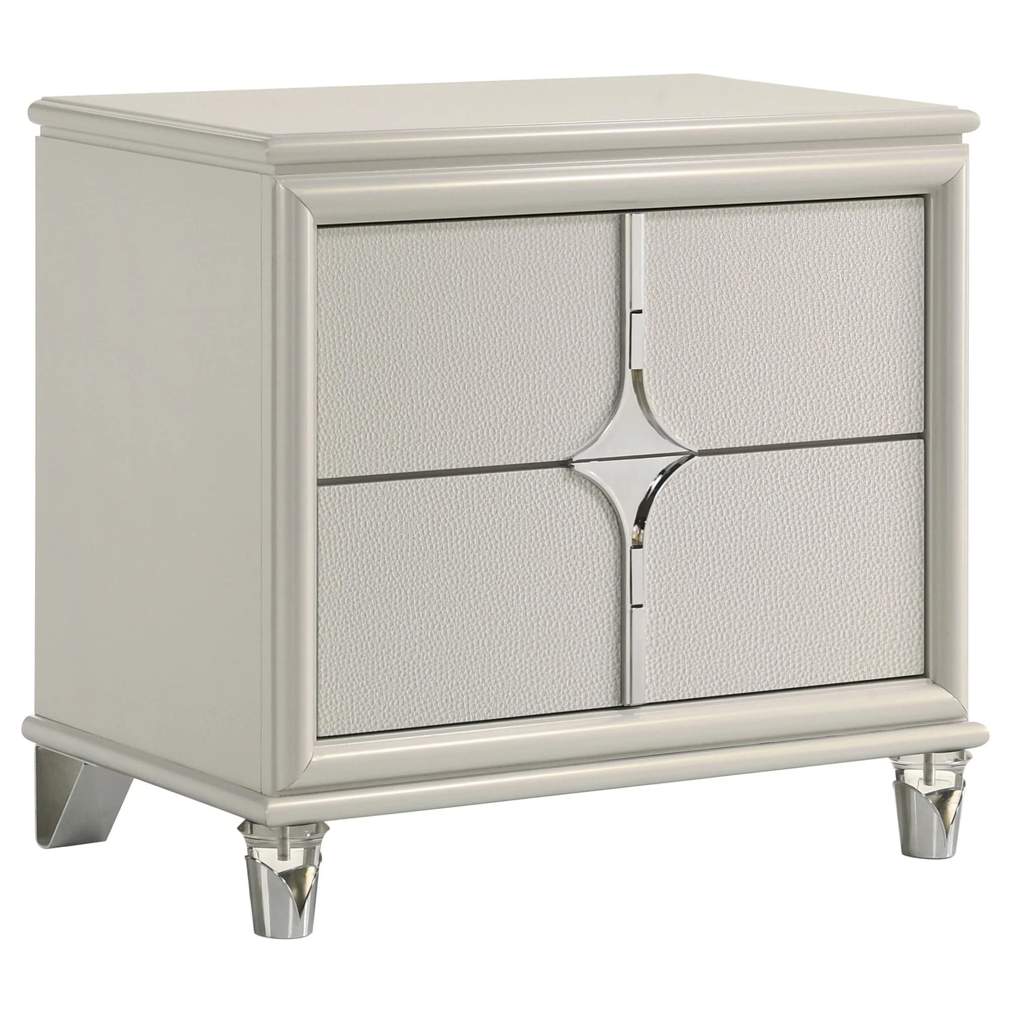 Olivia 2 Drawer Nightstand Bedide Table Pearl White - Image 1