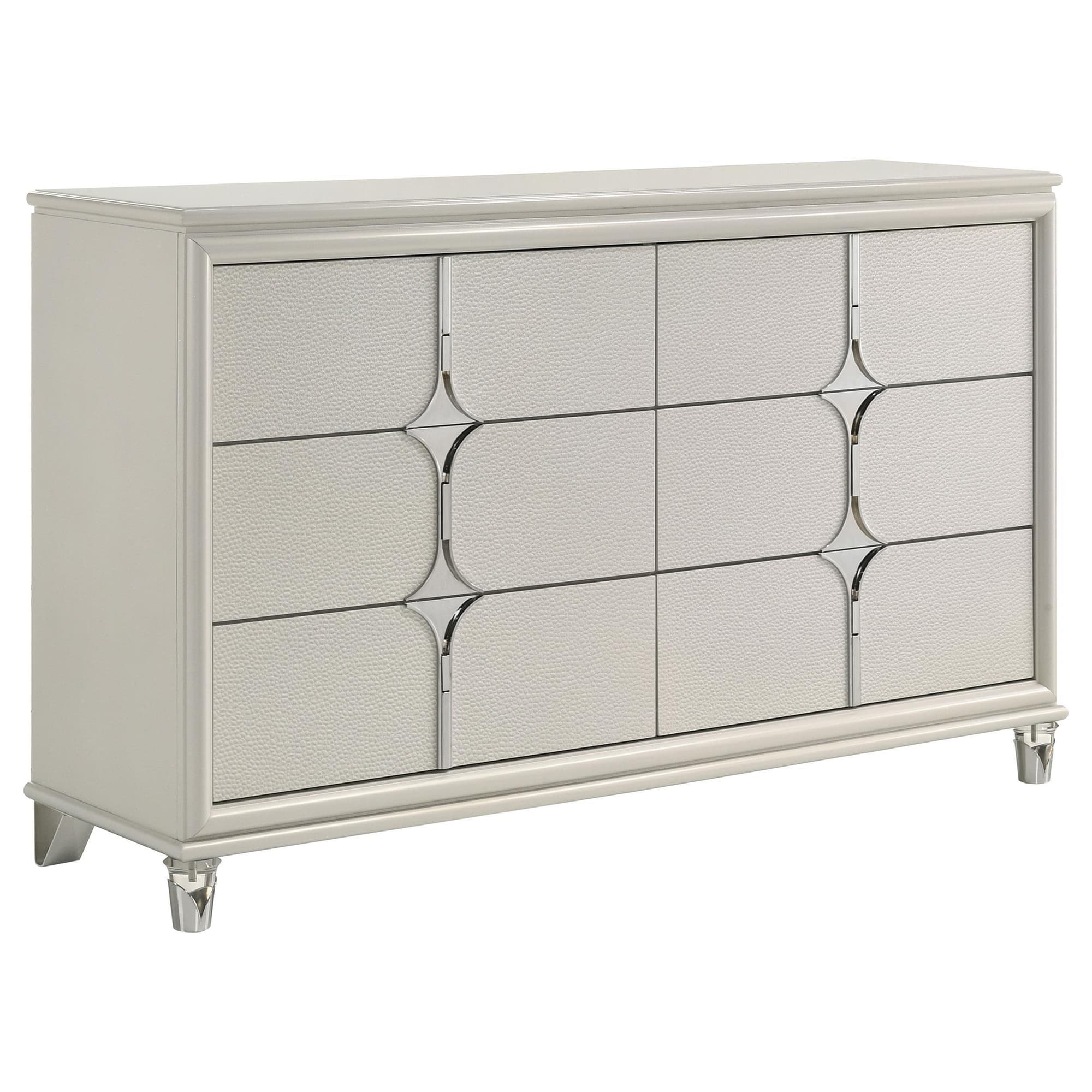 Olivia 6 Drawer Dresser Cabinet Pearl White - Image 1
