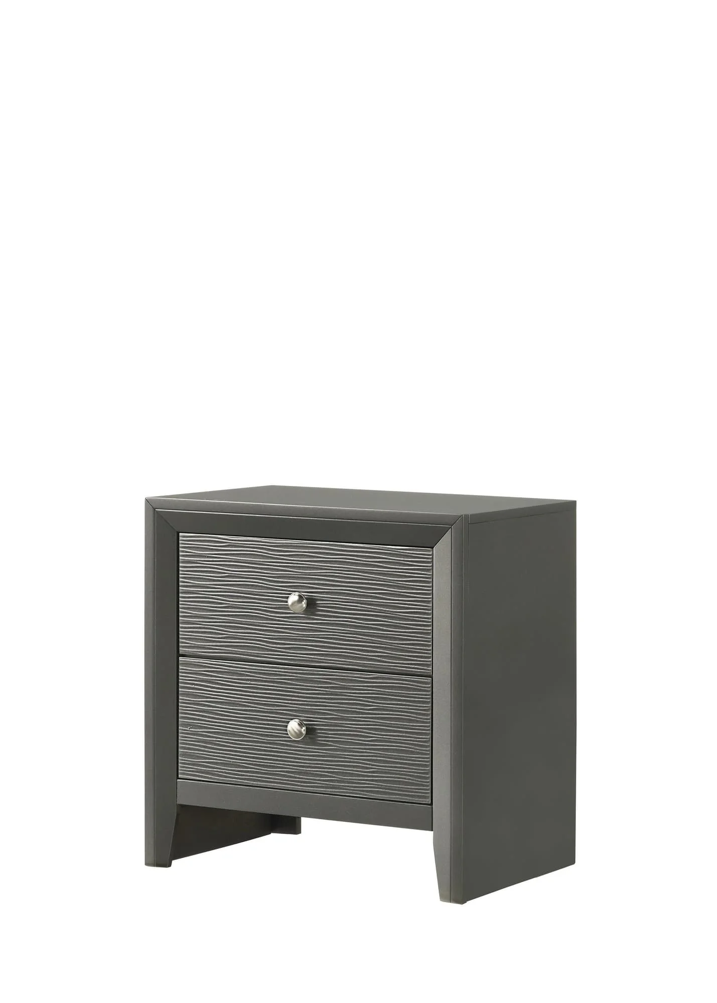 Denker Gunmetal 2 Drawers Nightstand - Image 1