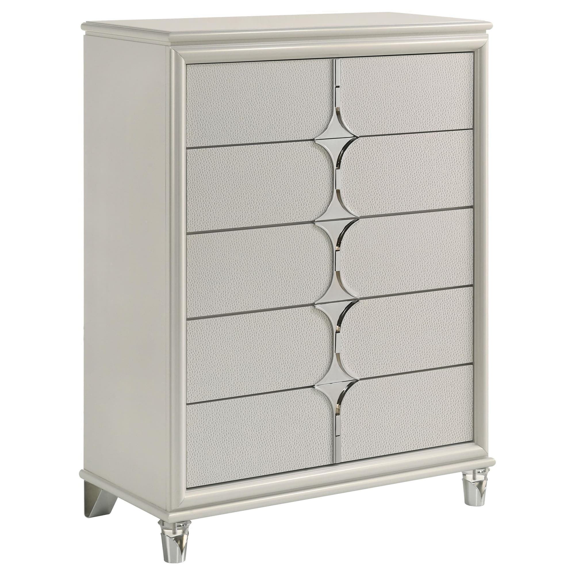 Olivia 5 Drawer Bedroom Chest Of Drawers Pearl White - Image 1