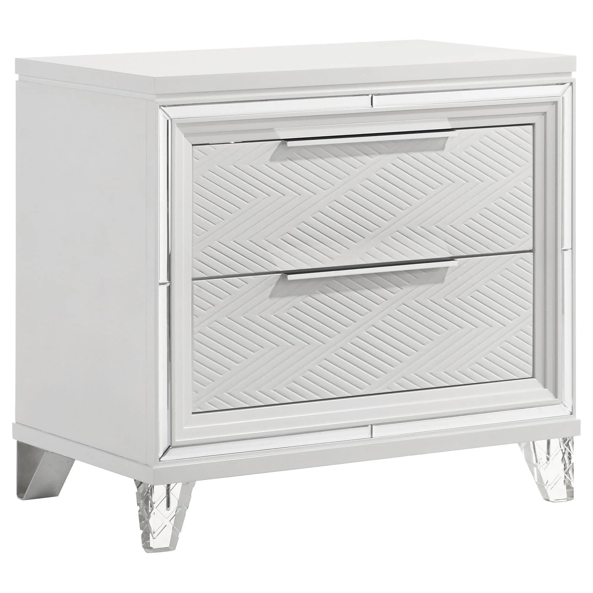 Marmore 2 Drawer Nightstand Bedide Table White - Image 1