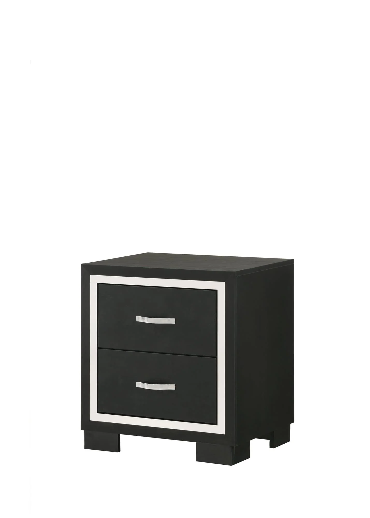 Gennro Black 2 Drawers Nightstand - Image 1