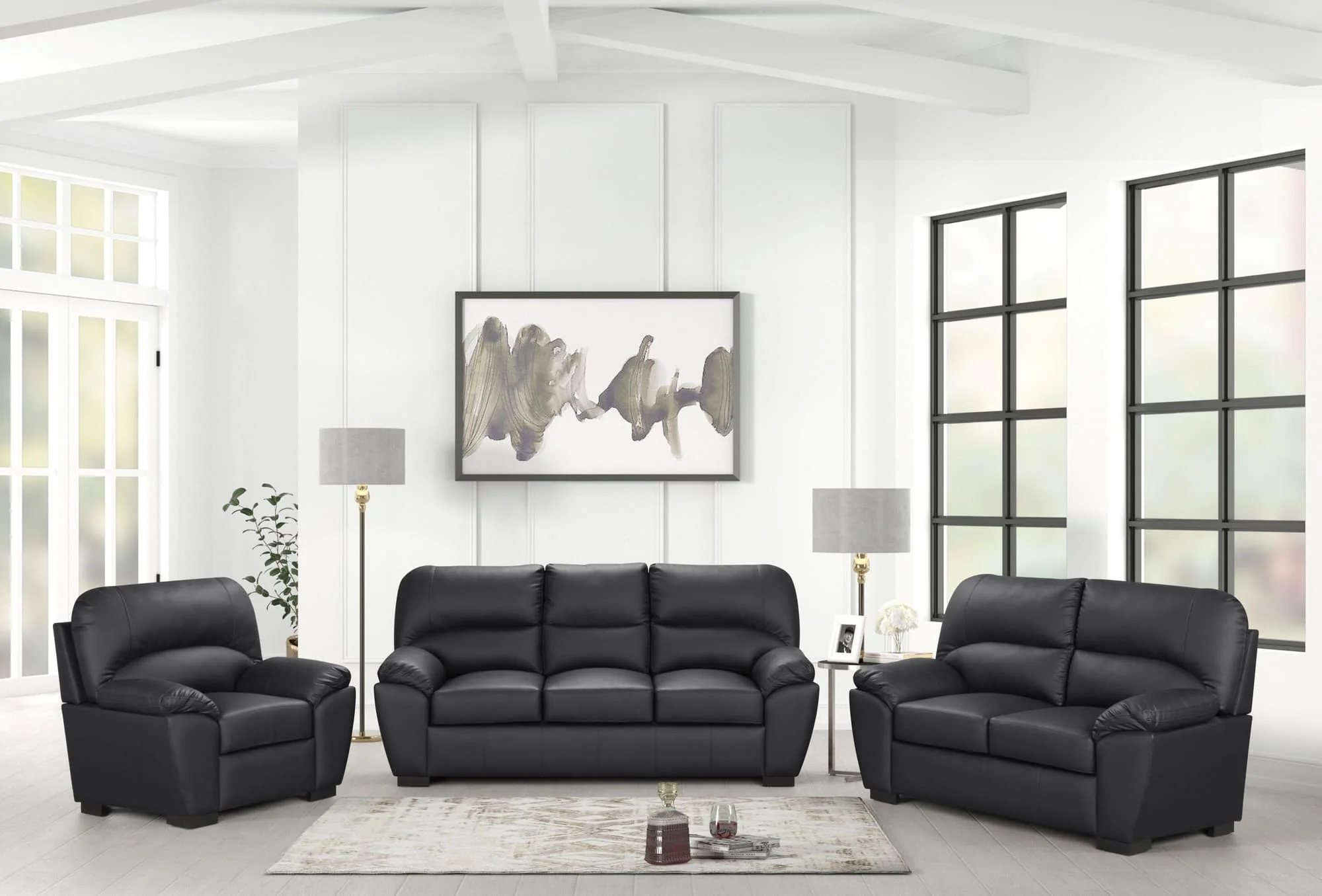 Tiffany Black 3-Piece Living Room Set - Image 1