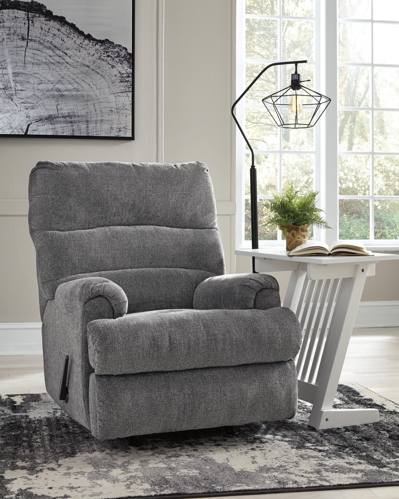 Man Fort Graphite Chenille Recliner - Image 1