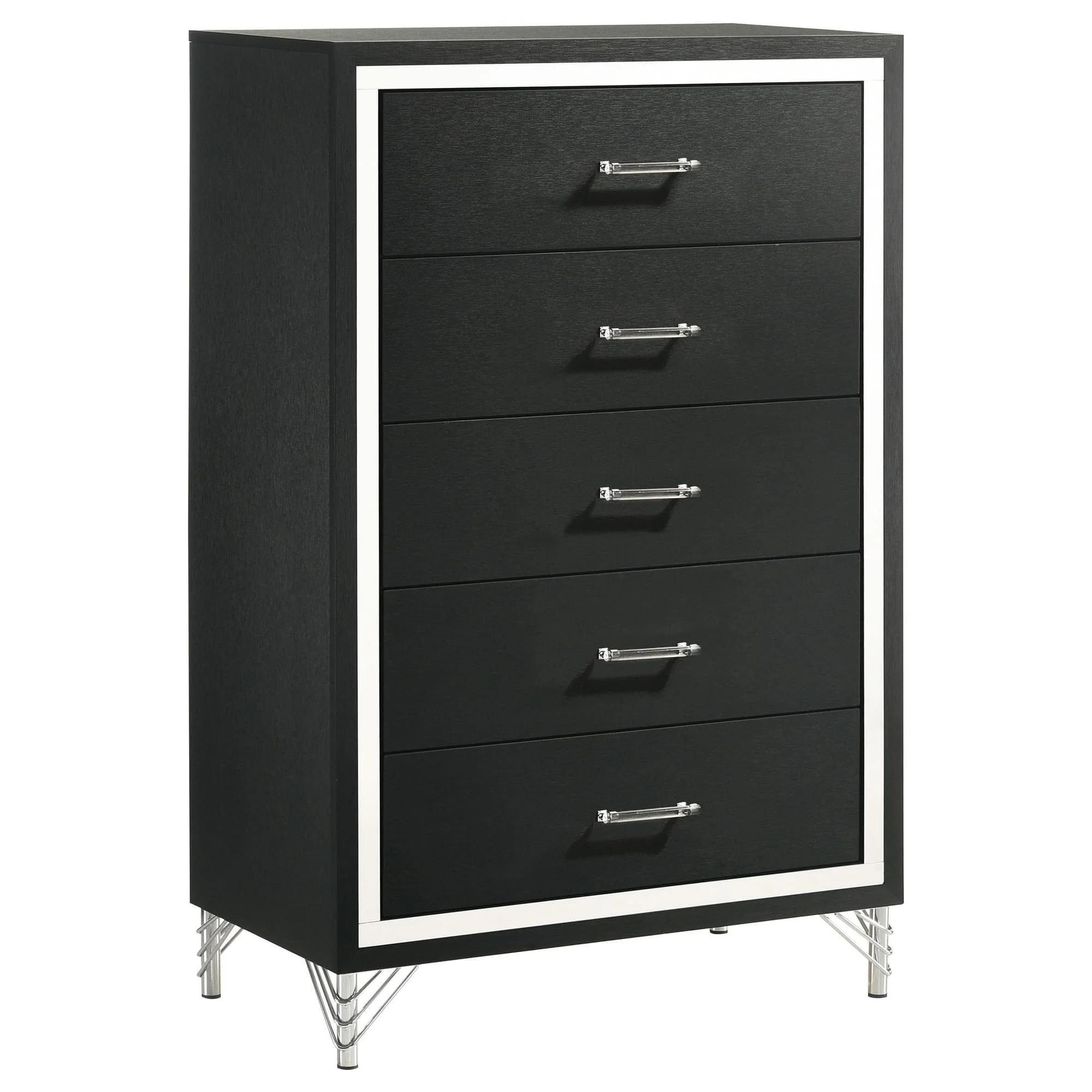 Lucia 5 Drawer Bedroom Chest Of Drawers Black - Image 1