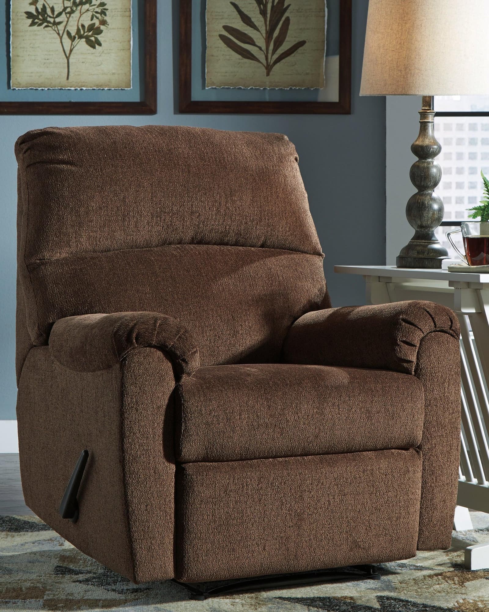 Nerviano Chocolate Chenille Recliner - Image 1