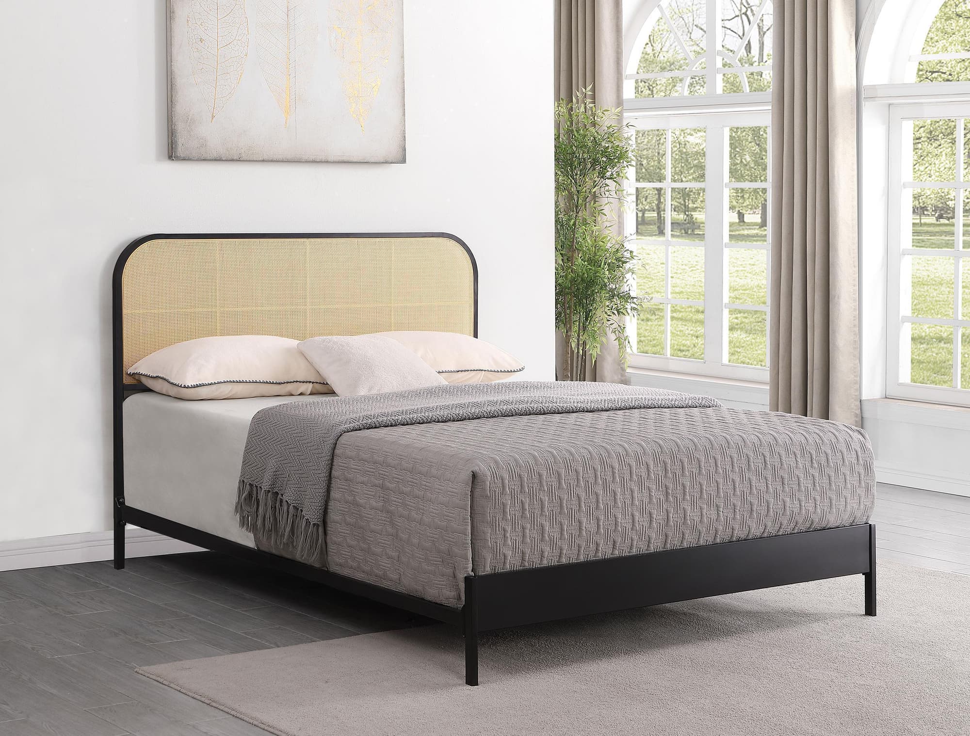 Amherst Radio Weave Rattan Metal King Bed Black - Image 1