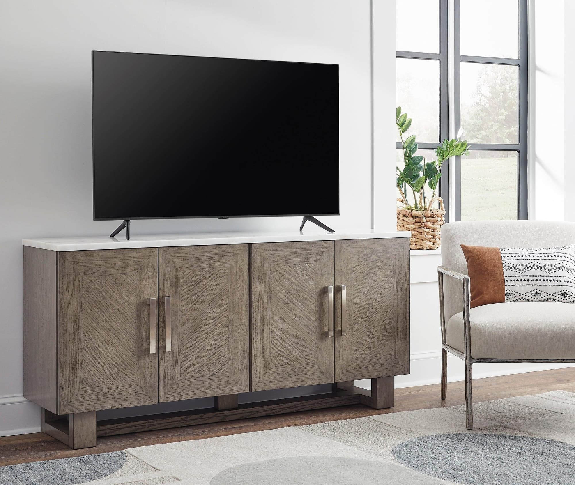 W854-68 TV Stand 68"L Marble Top - Image 1