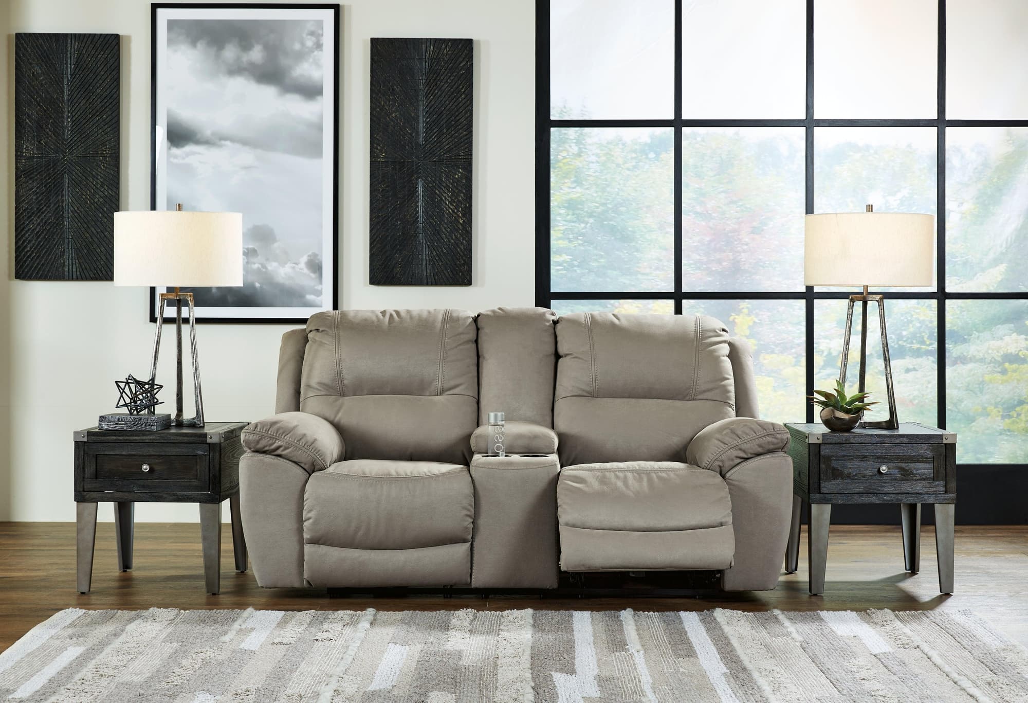 Next-Gen Gaucho Putty Microfiber Power Reclining Loveseat With Console - Image 1