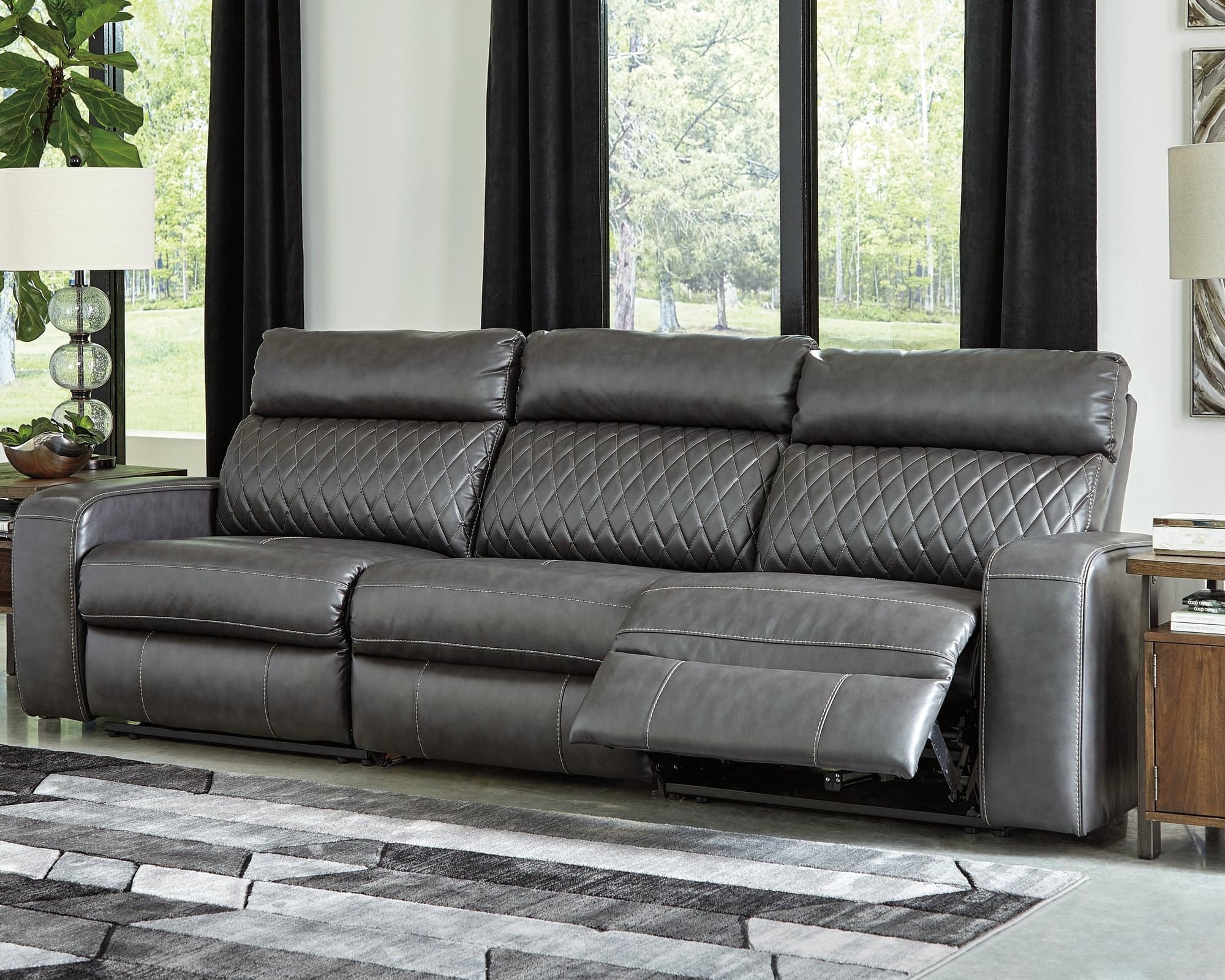 Samperstone Gray 3-Piece Power Reclining Sectional - Image 1