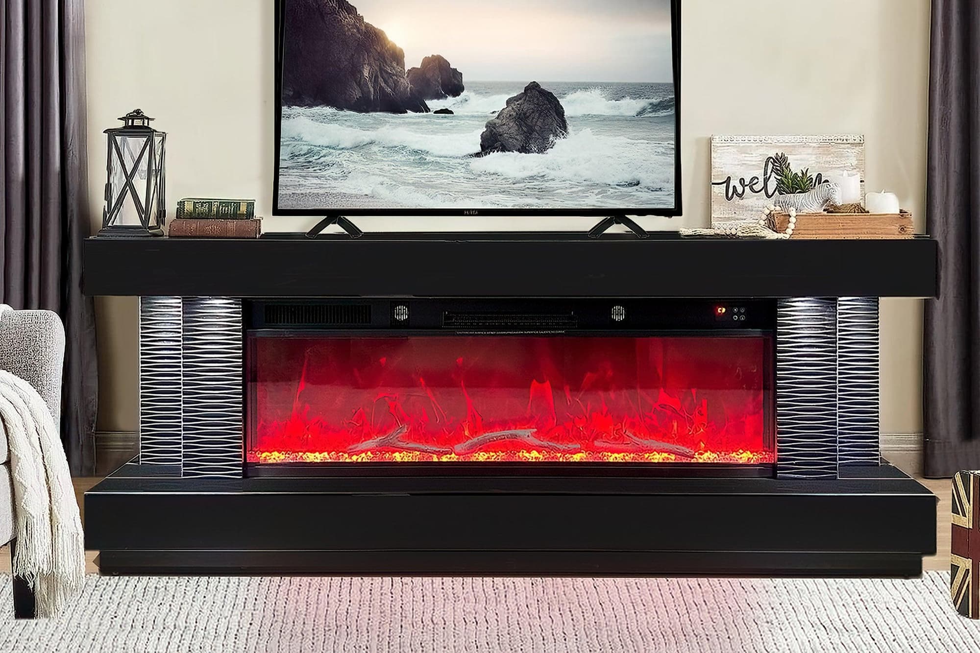 A89 TV Stand W fireplace